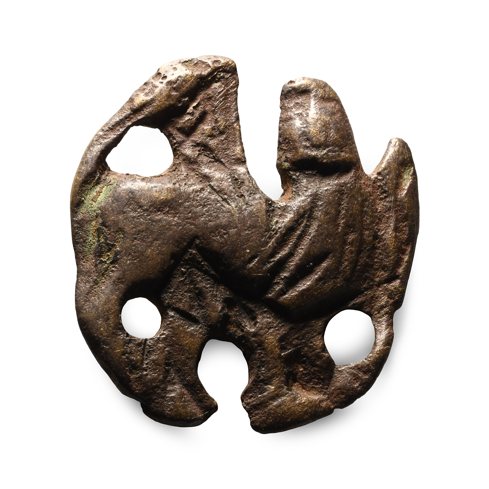 Medieval Bronze Lion of Saint Mark Mount from a Processional Cross