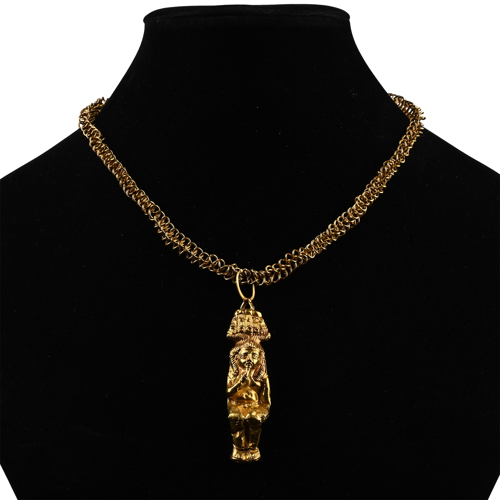 Egyptian Gold Necklace with Harpocrates Pendant