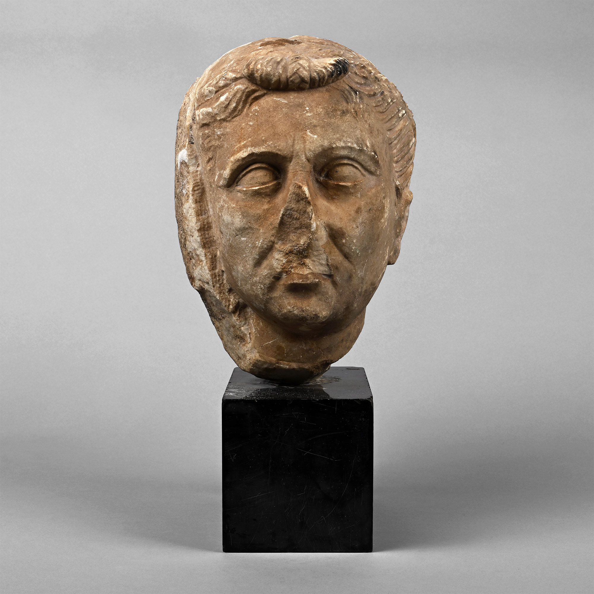 Roman Marble Head of a Wealthy Lady