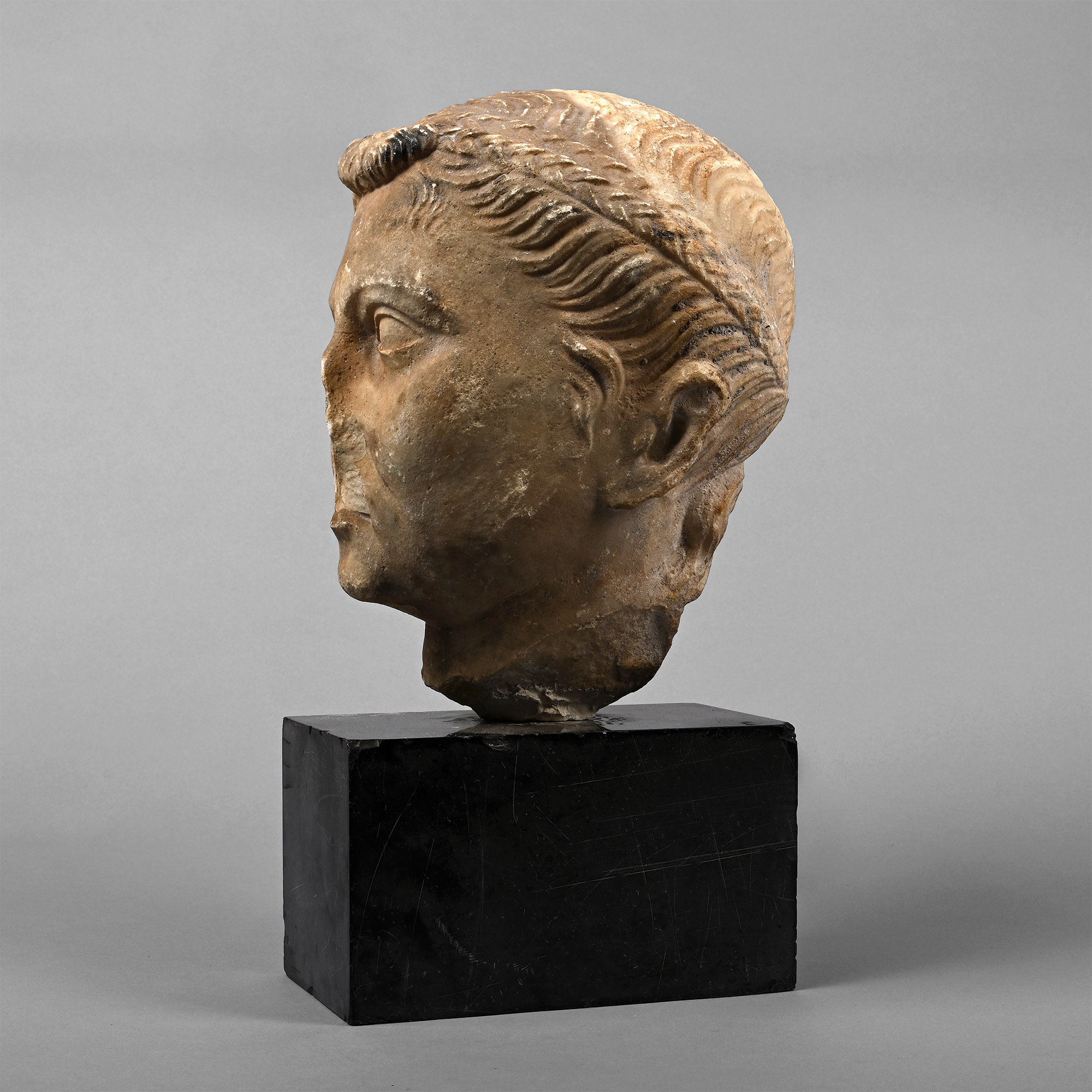 Roman Marble Head of a Wealthy Lady