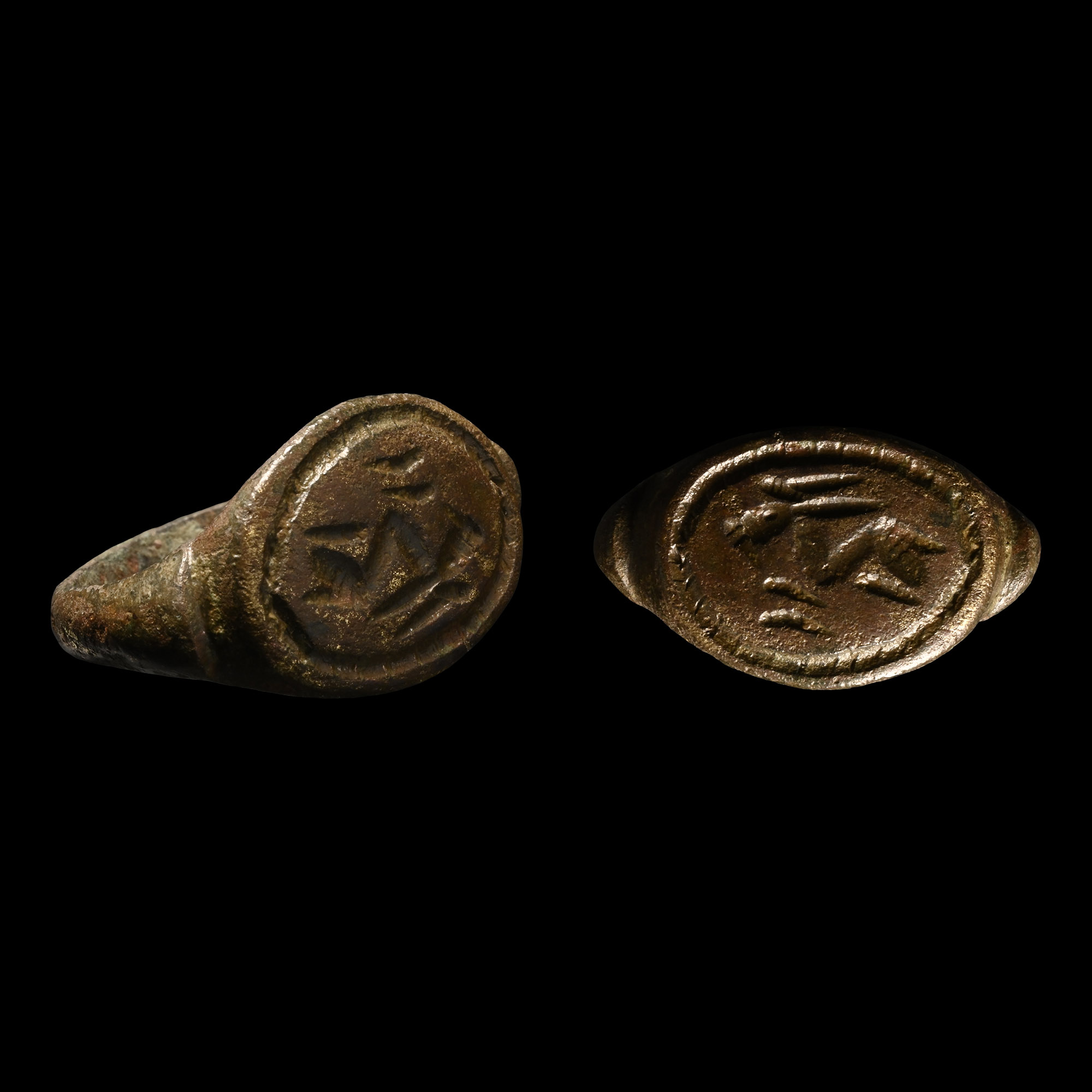 Eastern Roman Bronze Ring with Ibex
