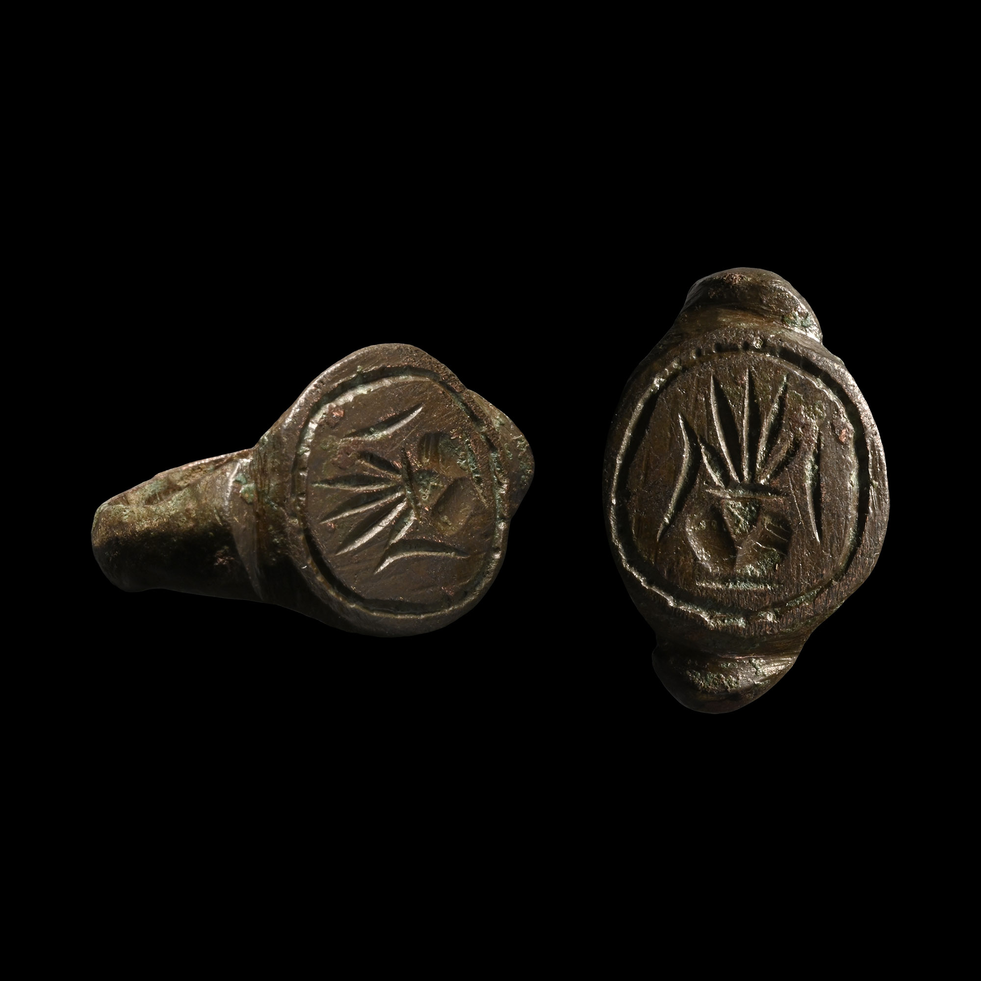 Eastern Roman Bronze Ring with Plant