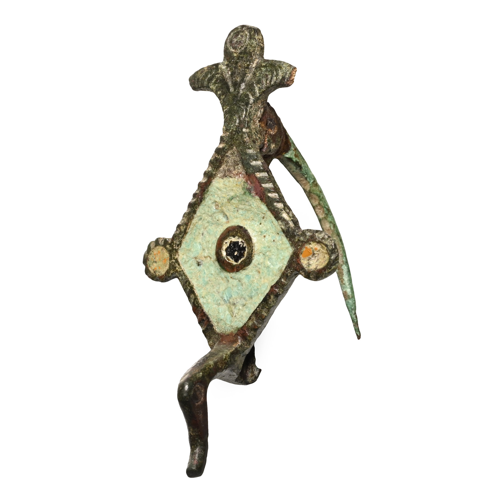 Roman Enamelled Bronze Bird Plate Brooch