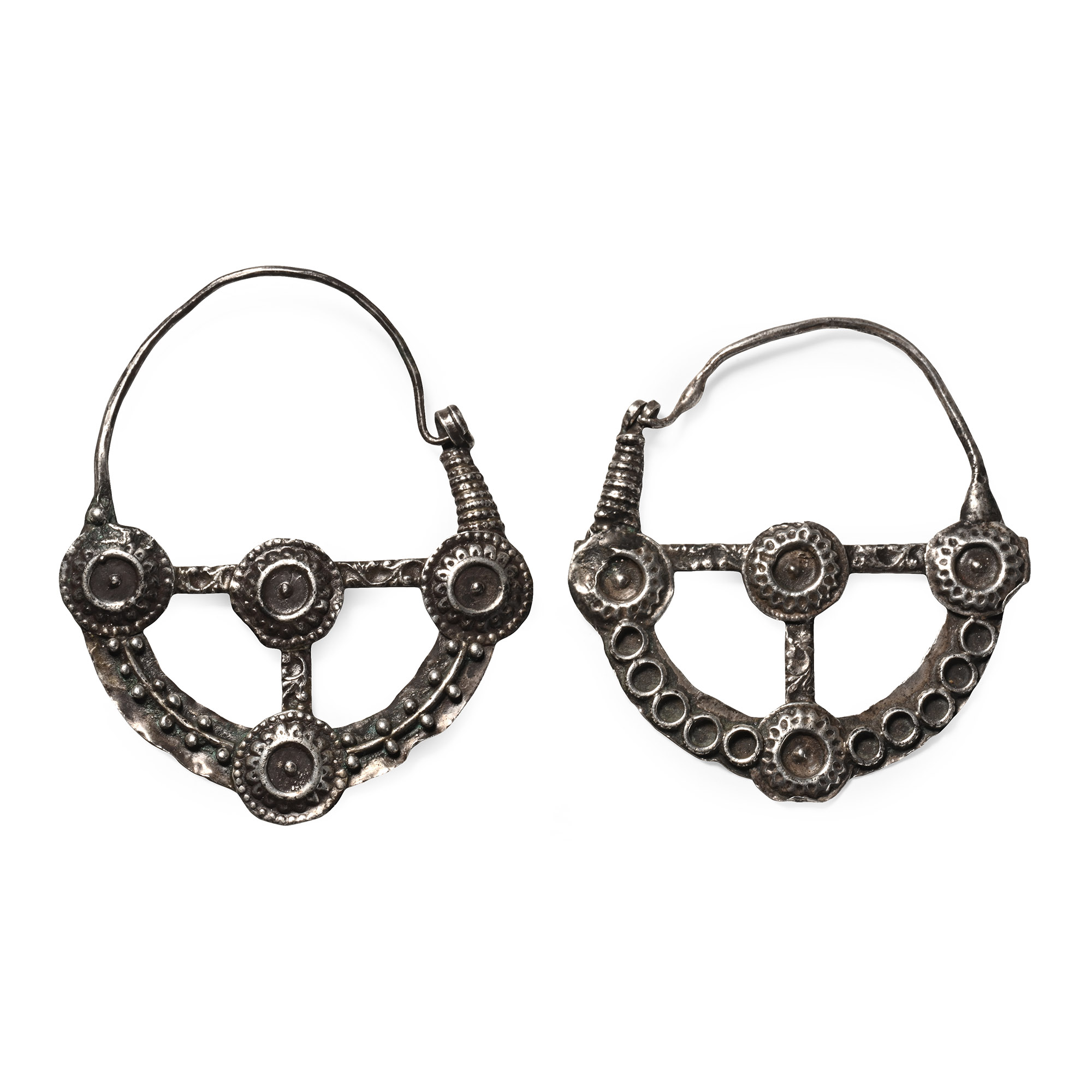 Uzbek Silver Earring Pair