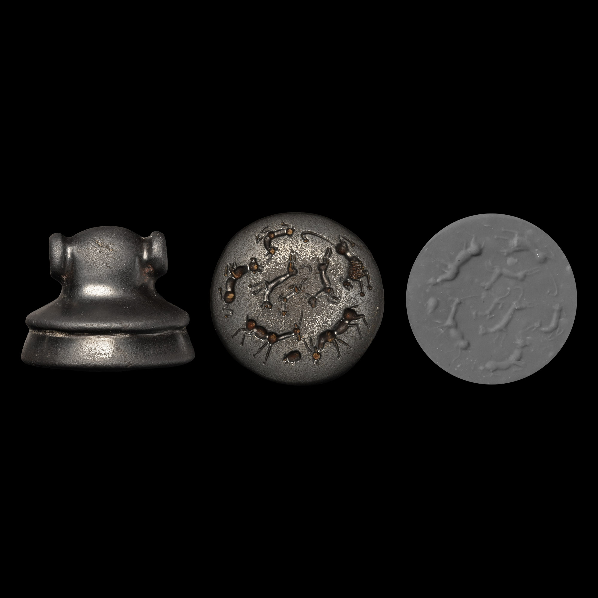 Hittite Haematite Stamp Seal with Animals