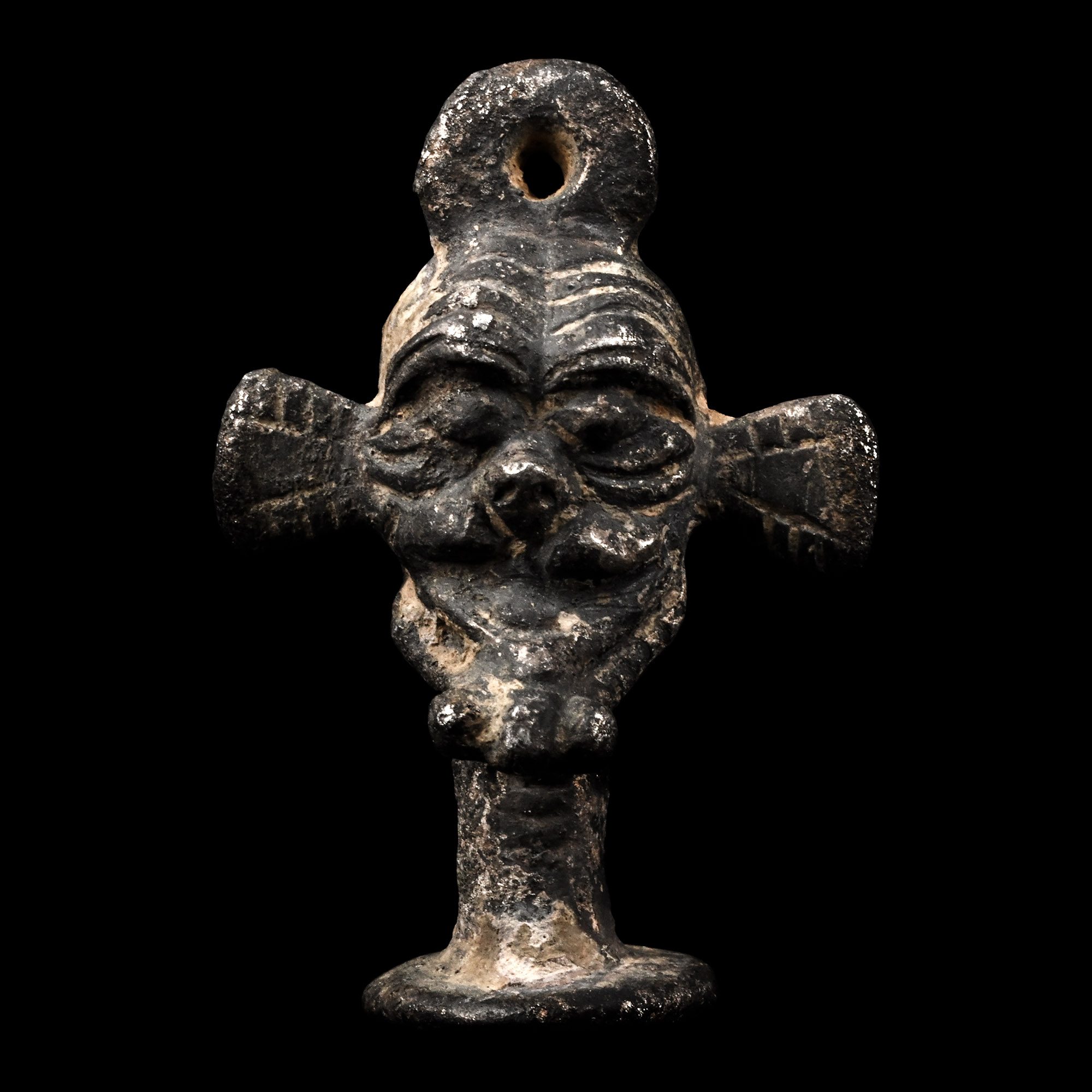 Mesopotamian Silver Stamp Seal with Janiform Head of the God Pazuzu
