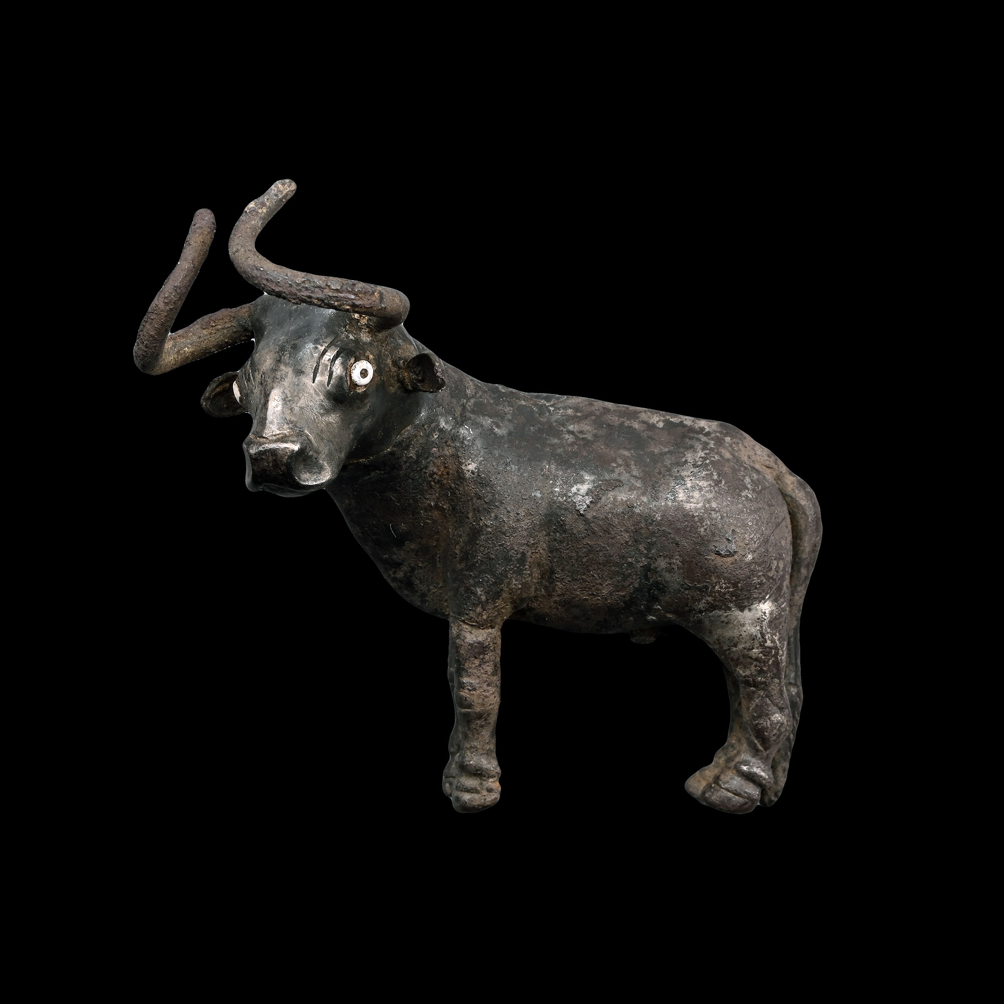 Early Proto-Elamite Silver Horned Bull Pendant