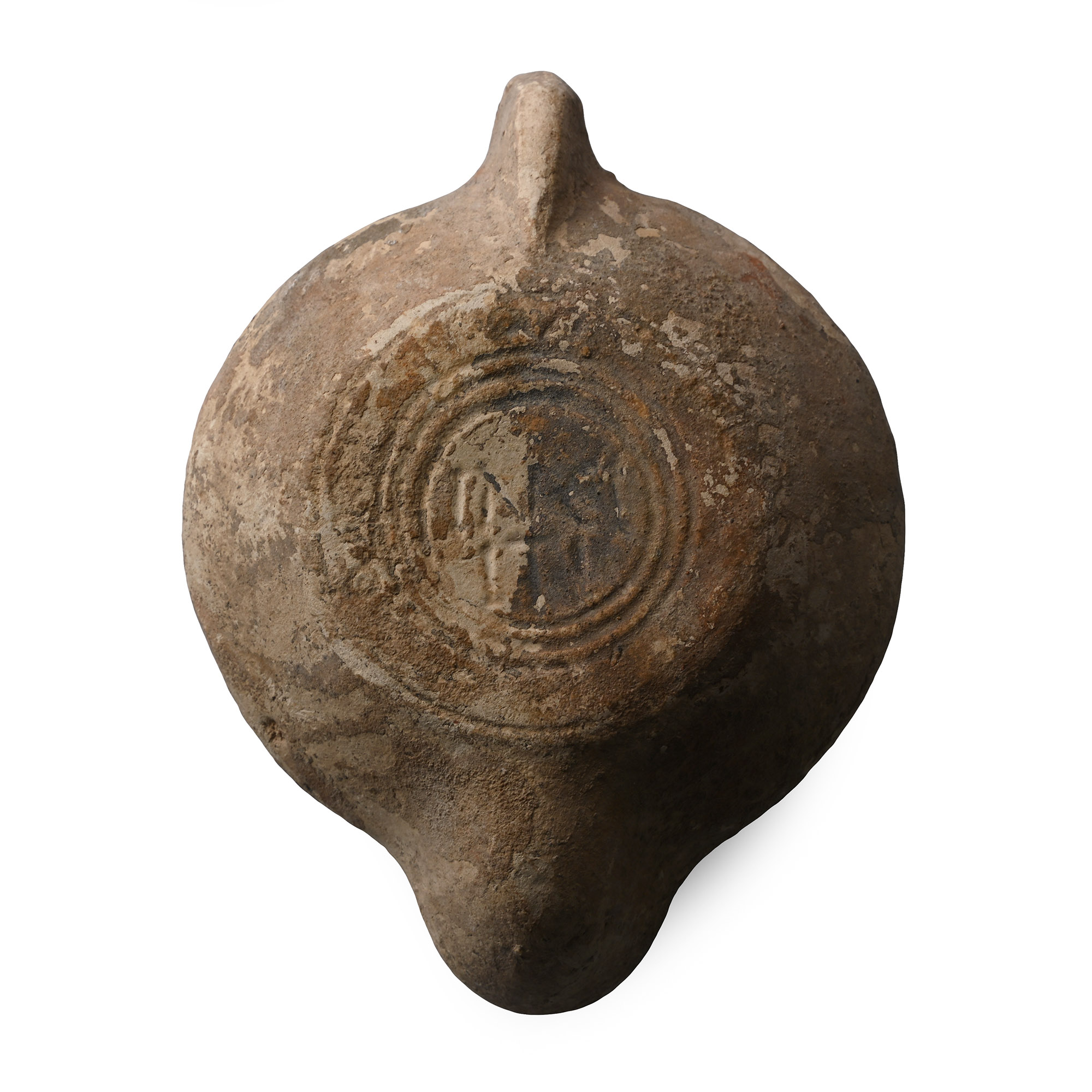 Roman Terracotta Oil Lamp with Isis and Serapis