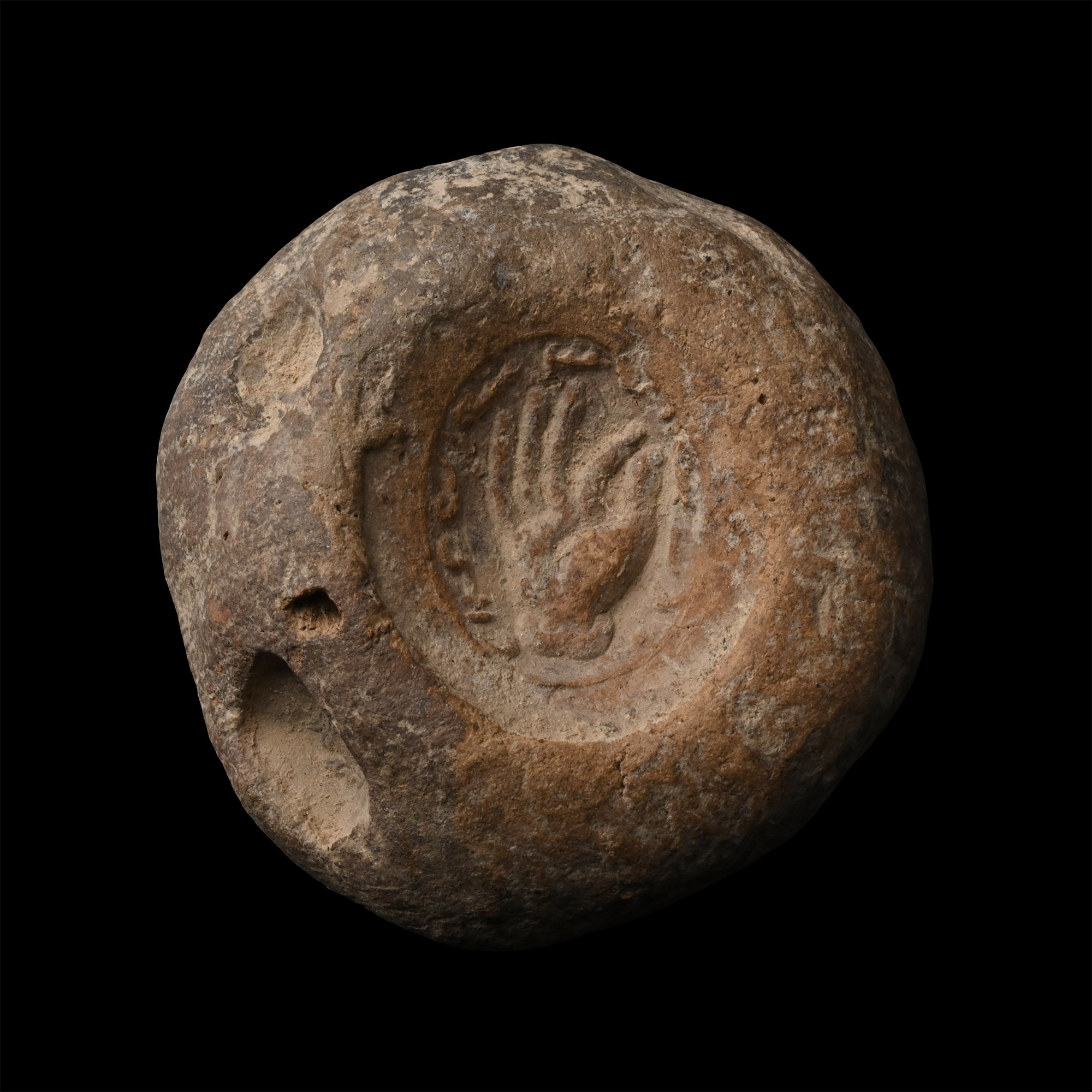 Sasanian Clay Bulla From a Sealed Document with Hand Impression