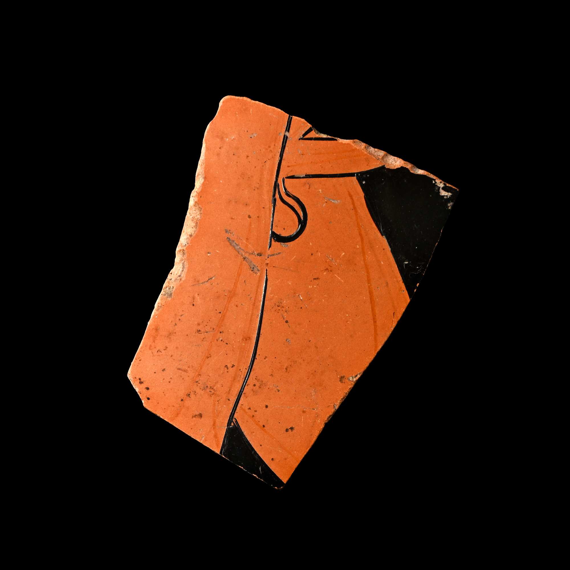 Greek Attic Red-Figure Fragment Depicting an Erect Phallus