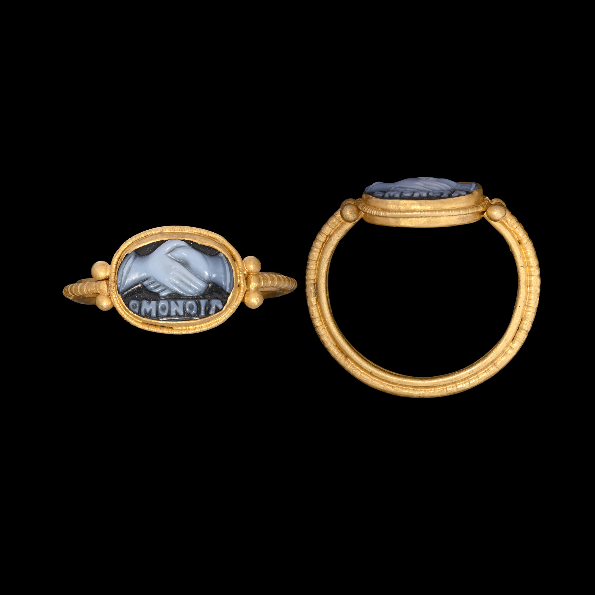 Roman Gold Marriage Ring with 'Dextrarum Iunctio' Cameo