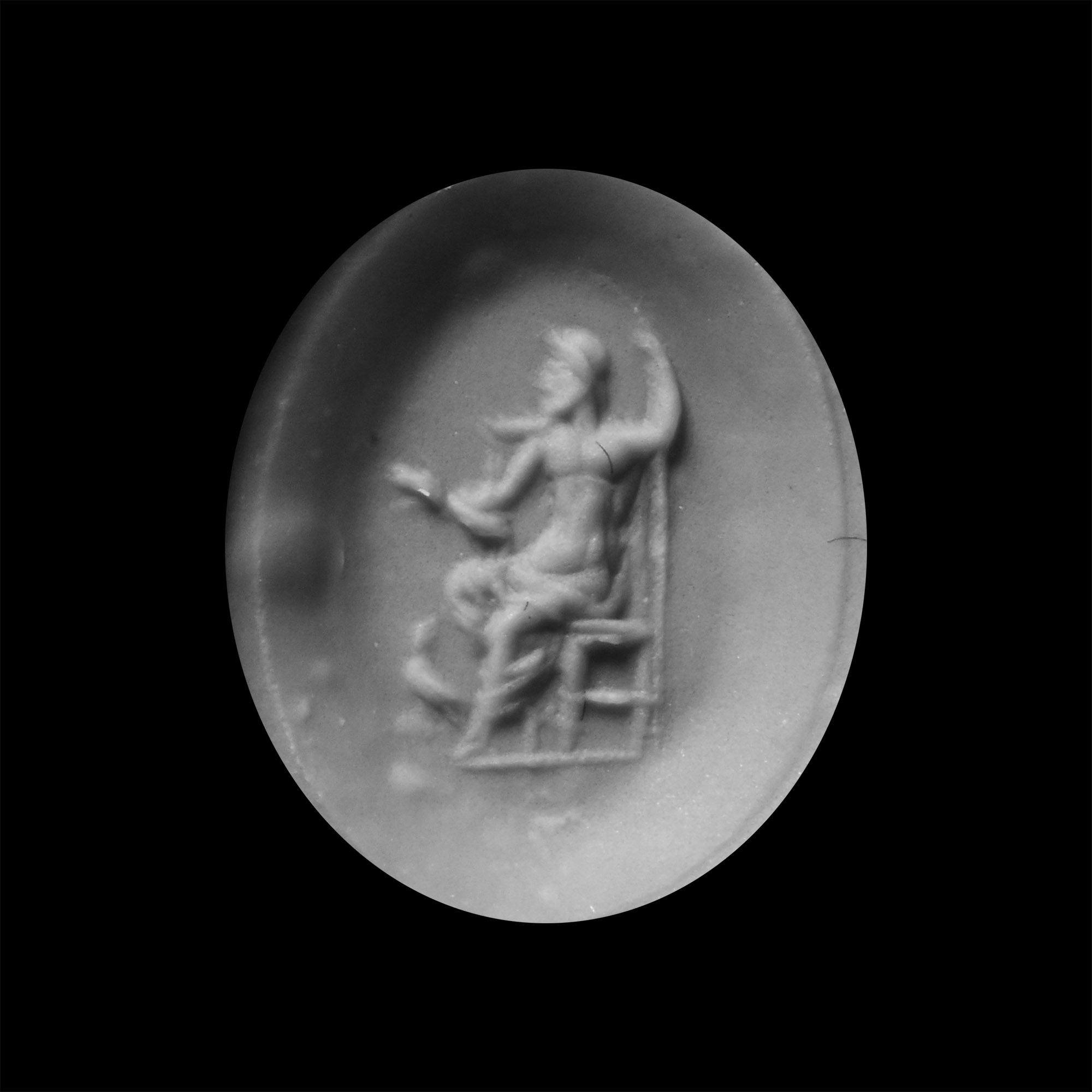 Roman Nicolo Gemstone with Seated Jupiter with Eagle in Gold Ring