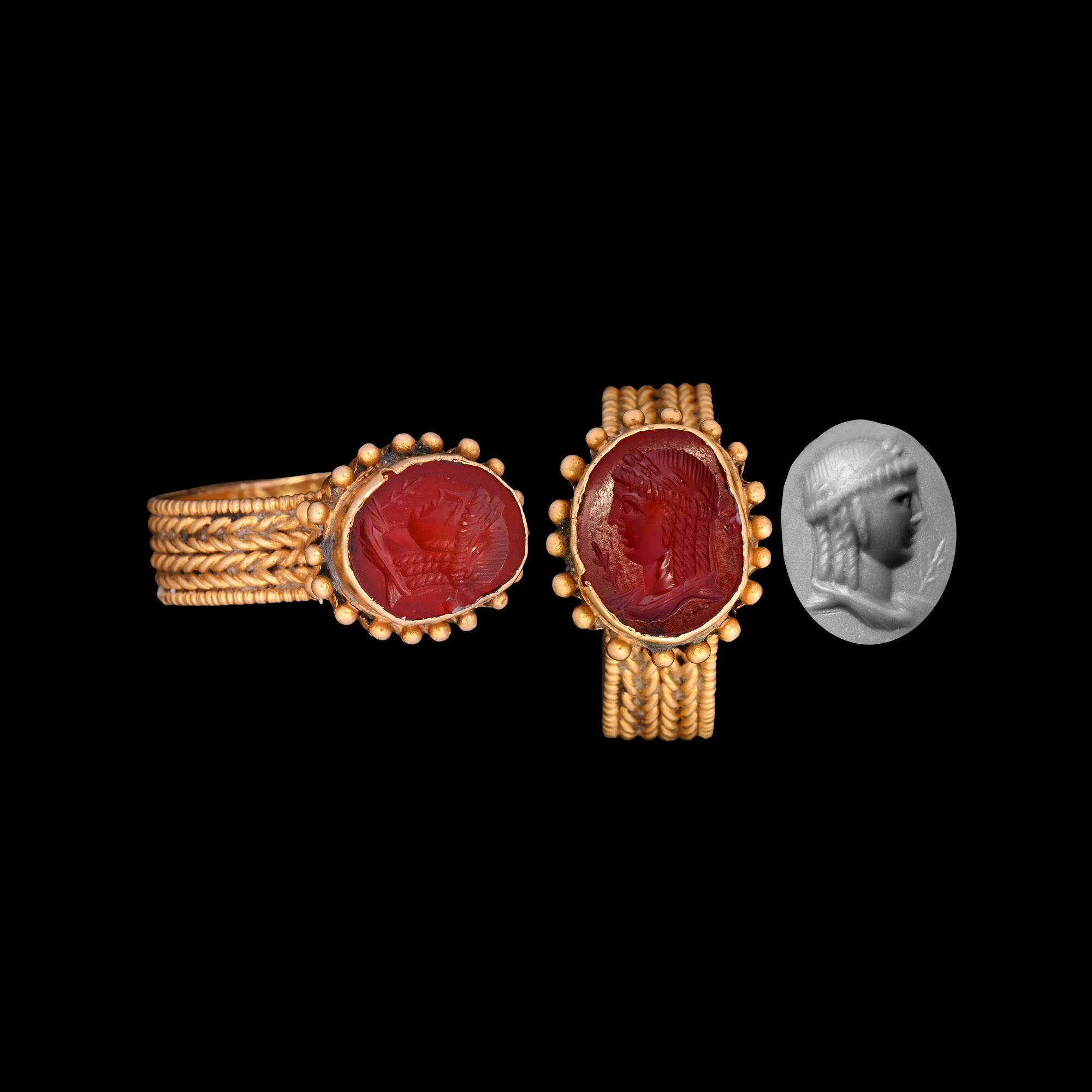 Roman Carnelian Gemstone of the God Apollo in Byzantine Gold Ring