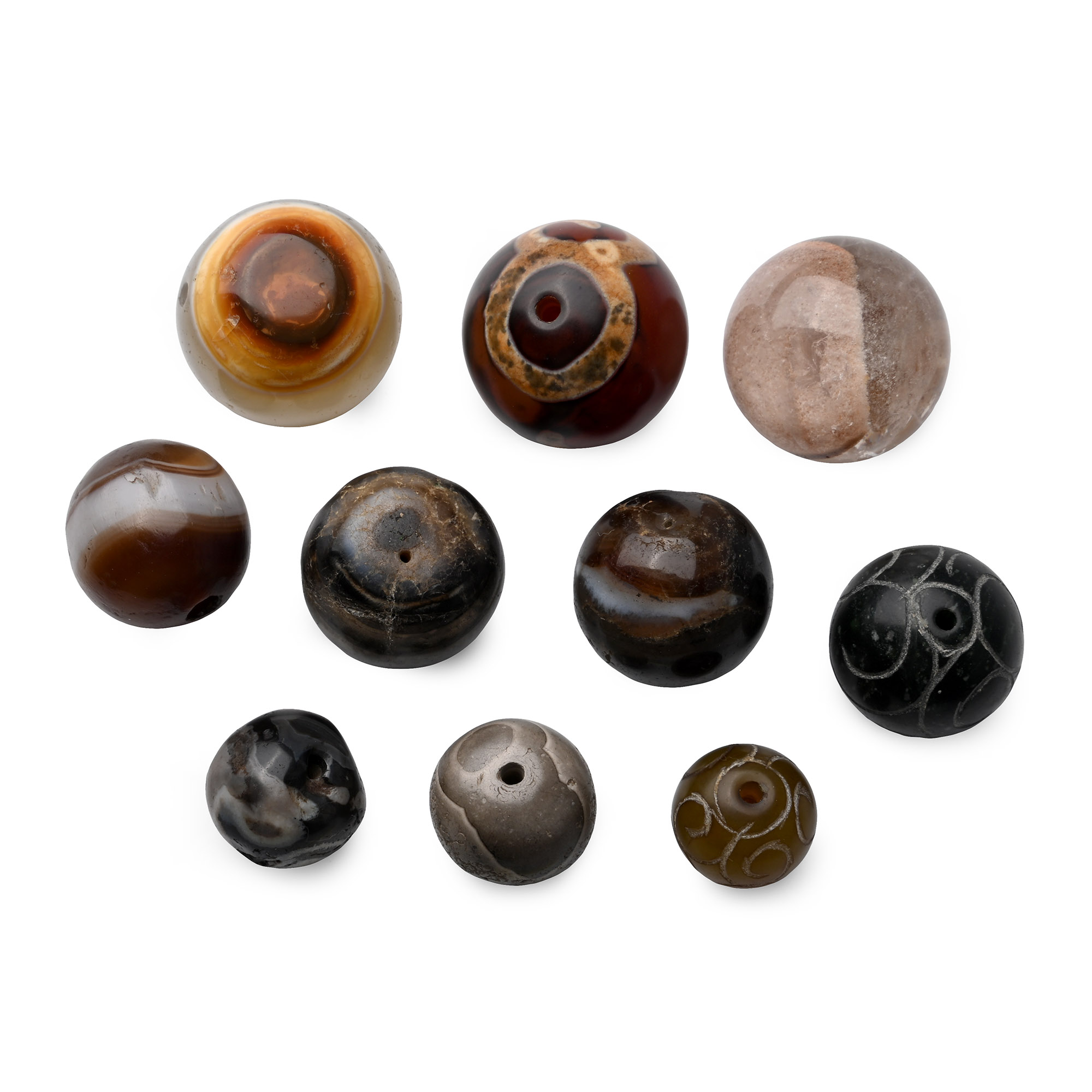 Large Bactrian Mixed Agate Bead Group