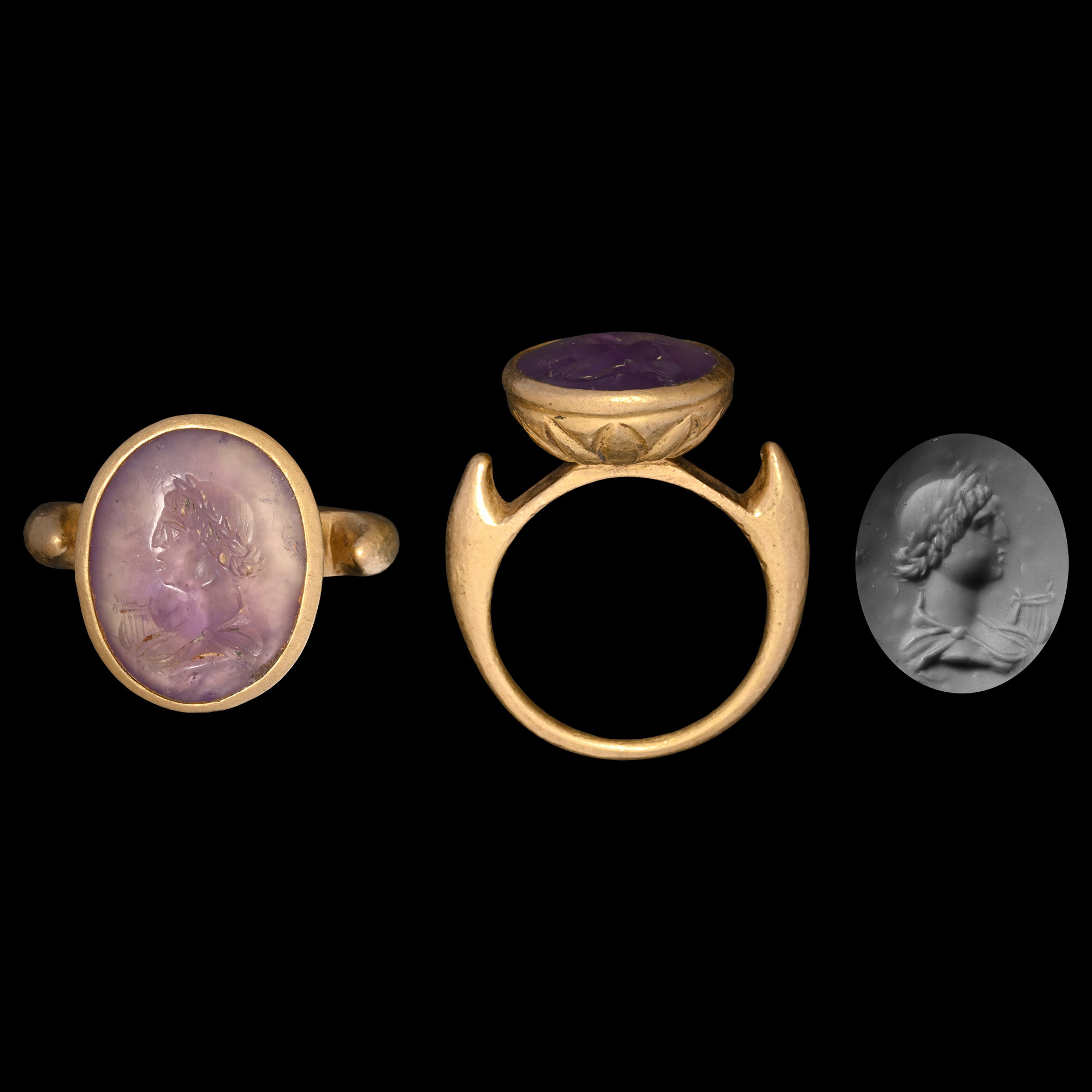 Eastern Roman Gemstone of Apollo in Gold Ring