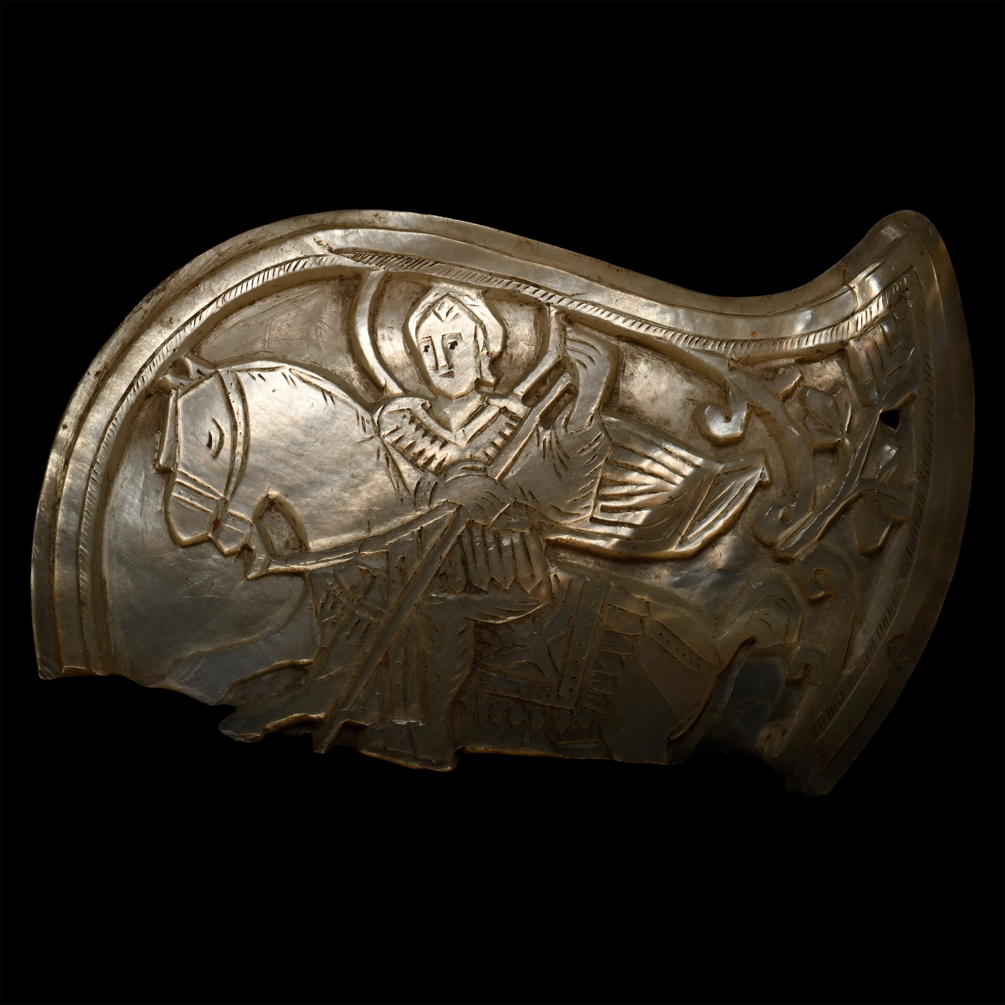 Post Medieval Carved Nacre with St George