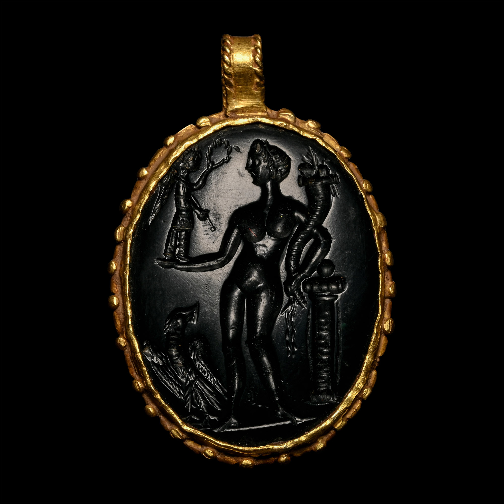 Roman Style Gold Pendant with Nude Female