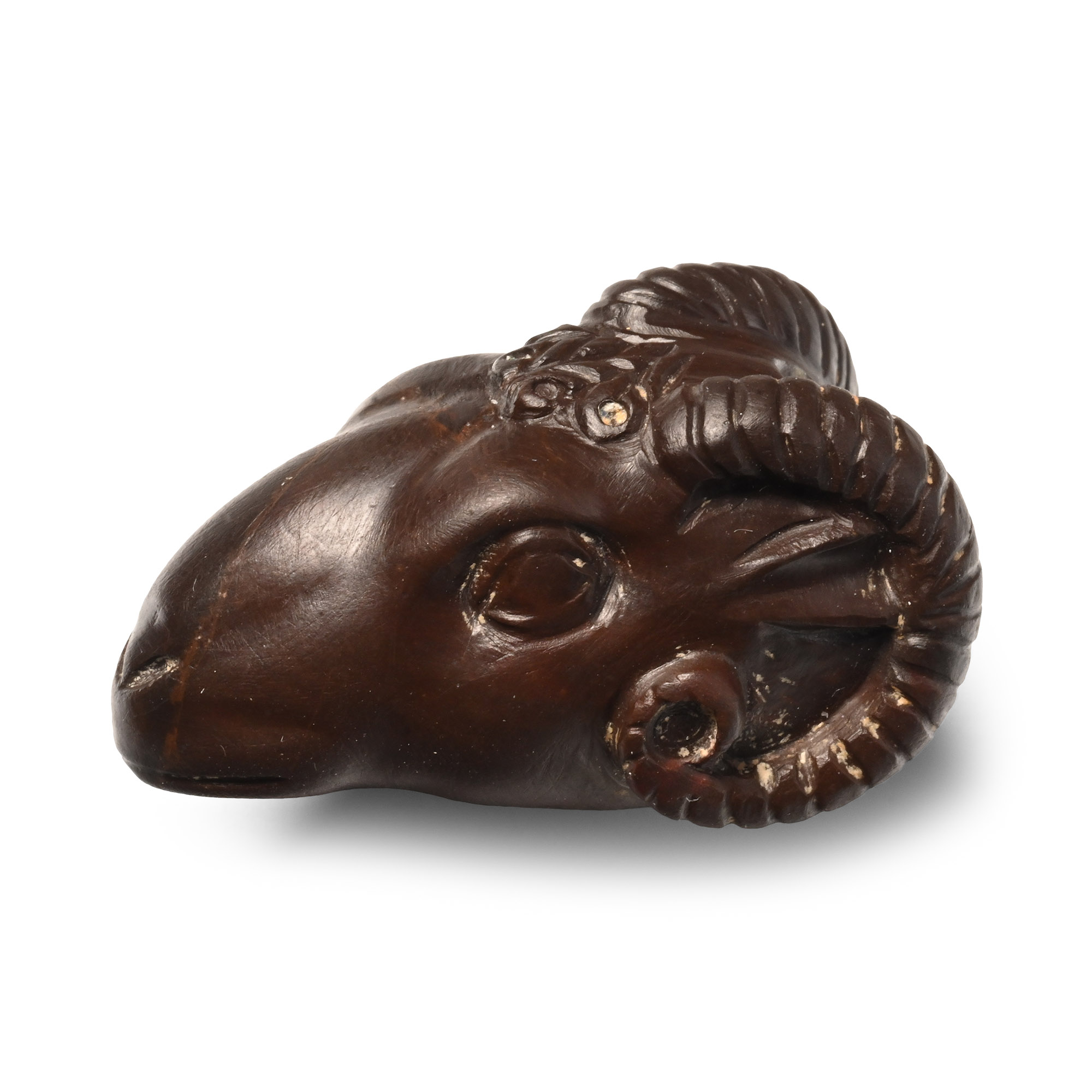 Post Medieval Black Stone Ram's Head Amulet
