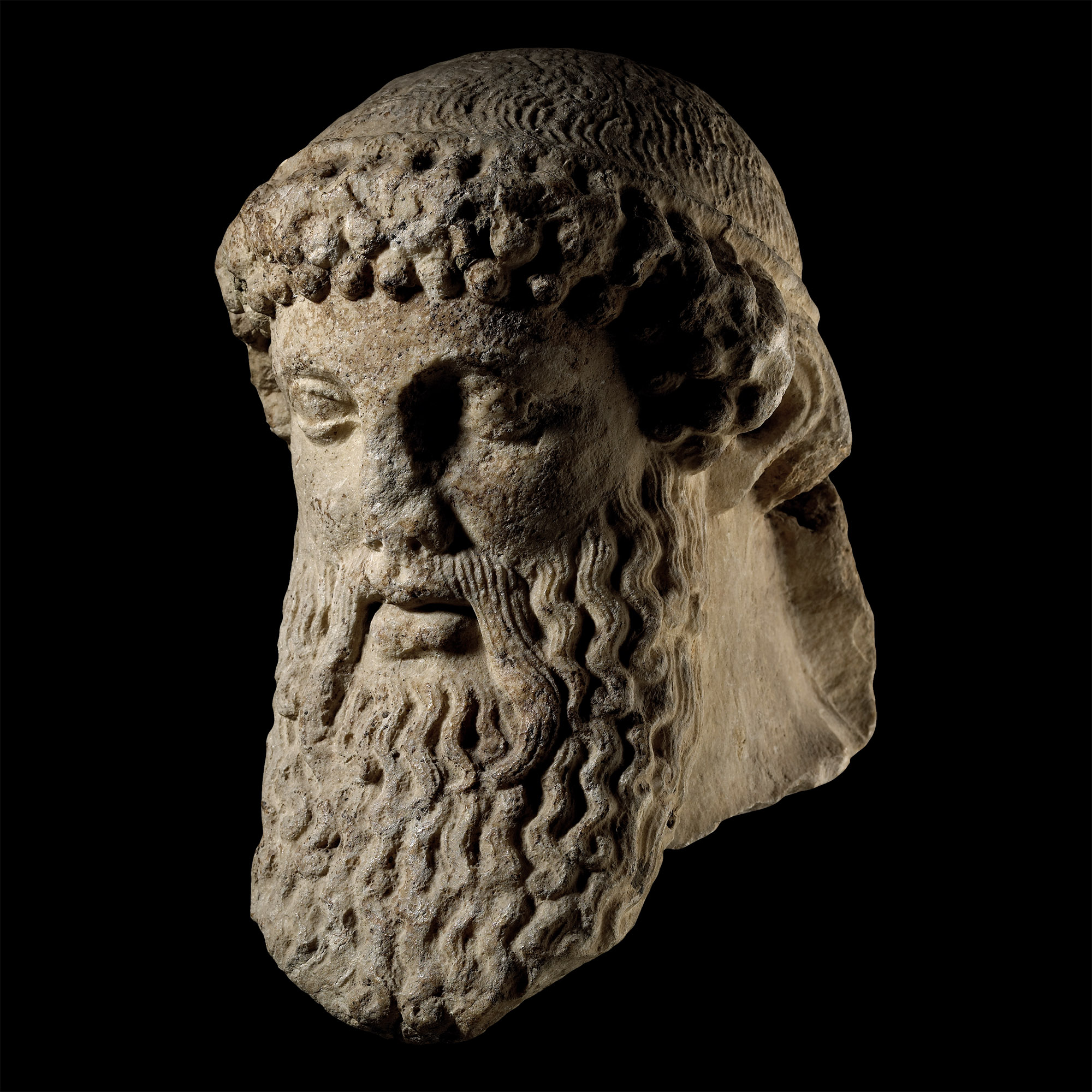 Life-Size Roman Bearded Head of the Greek God Hermes