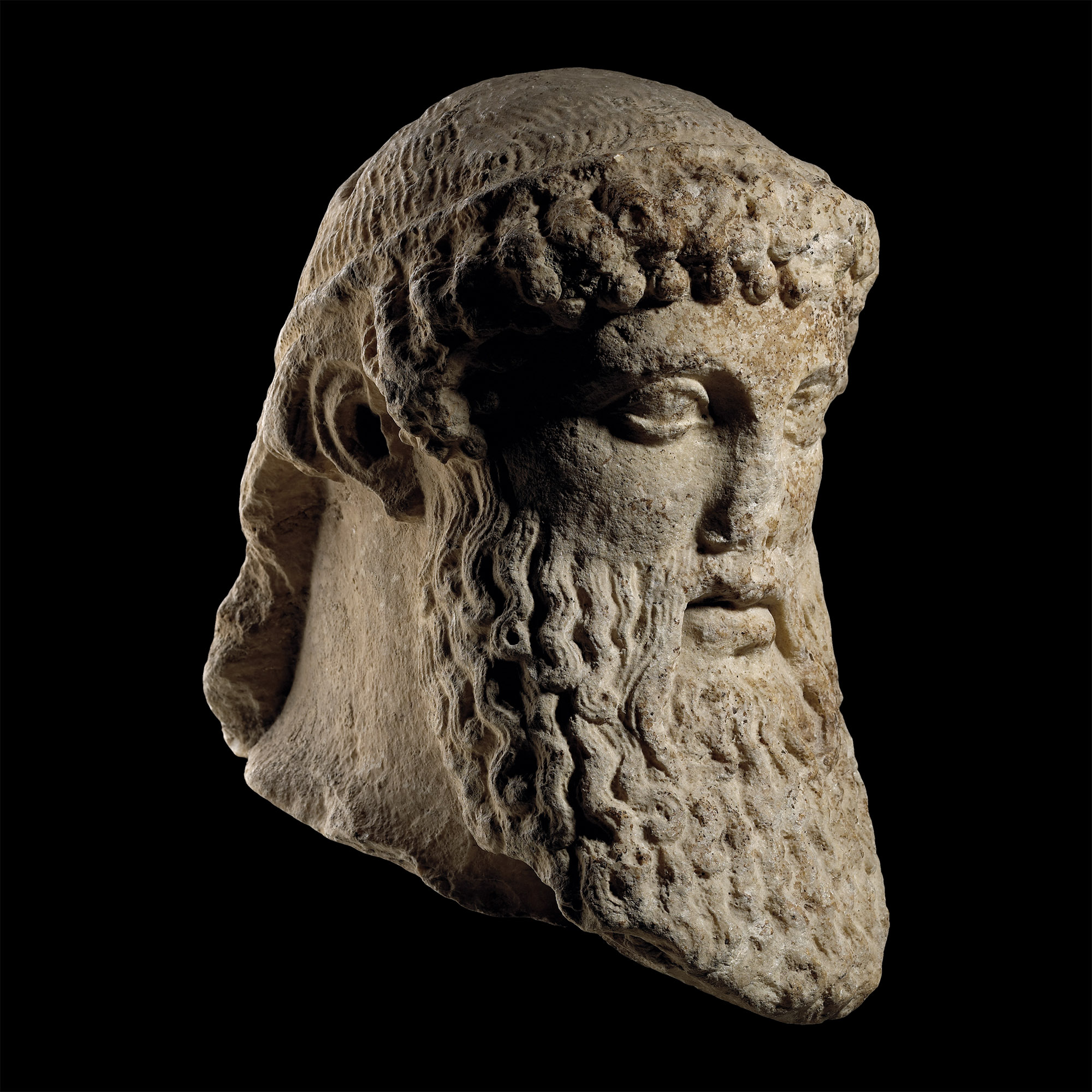 Life-Size Roman Bearded Head of the Greek God Hermes