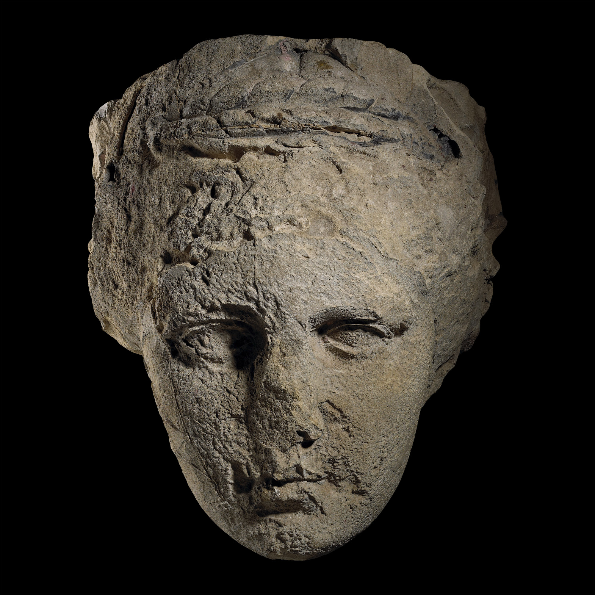 Three Times Life-Size Roman Head of the Goddess Diana