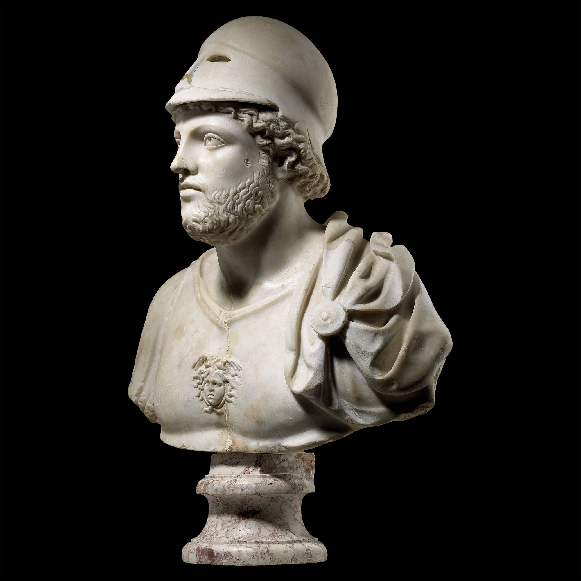 Roman Marble Helmetted and Cuirassed Bust of Mars, the God of War