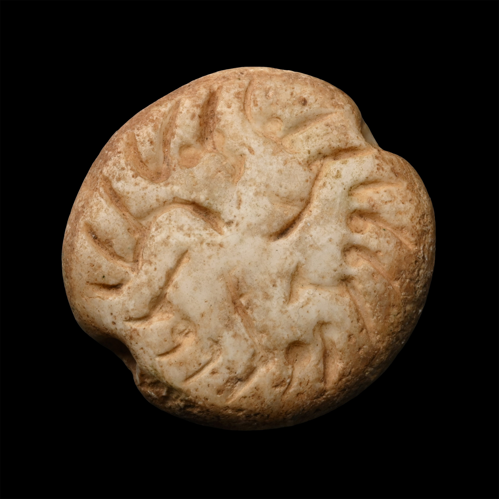 Large Western Asiatic Stone Stamp Seal with Incised Design