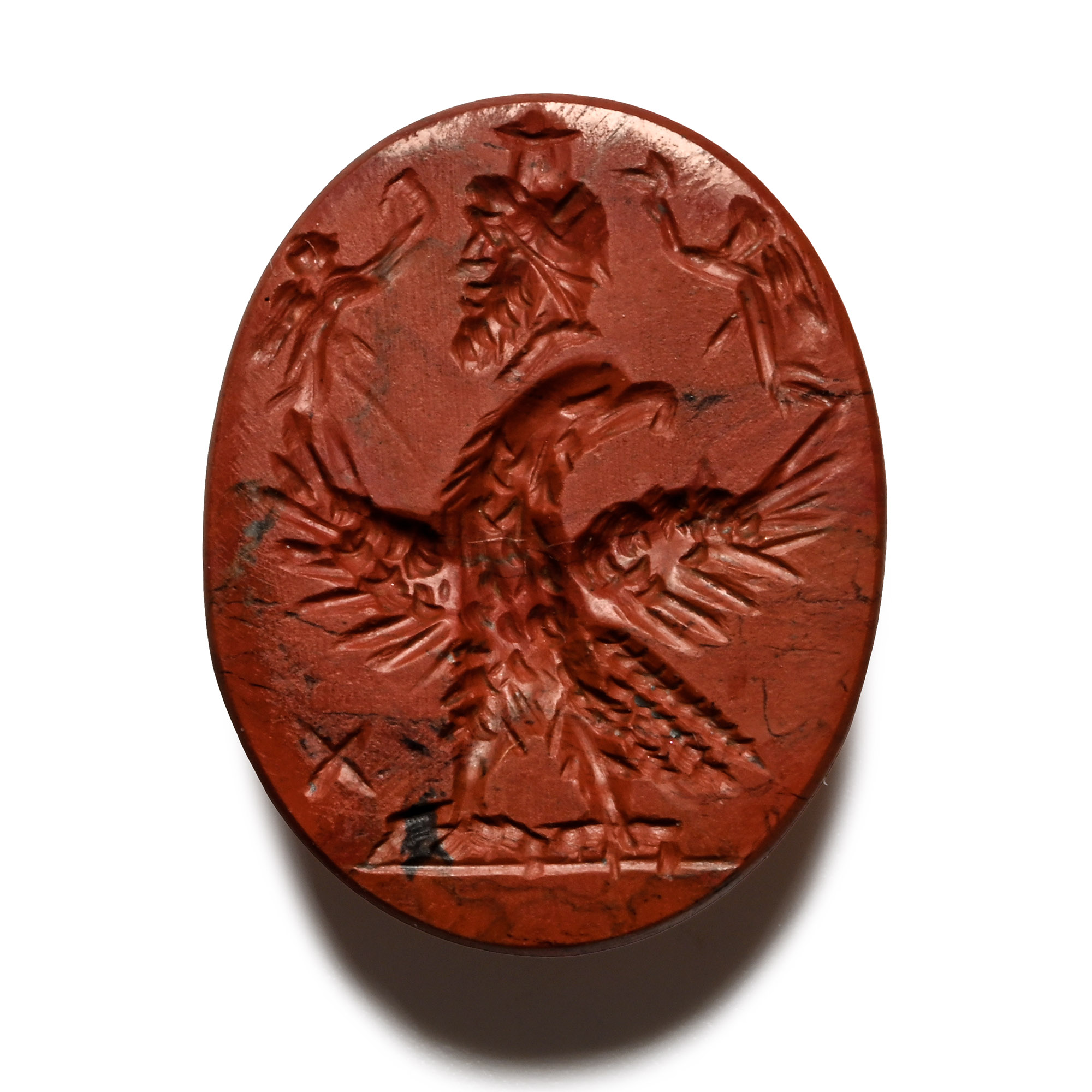 Roman Red Jasper Gemstone with Zeus Serapis Allegory