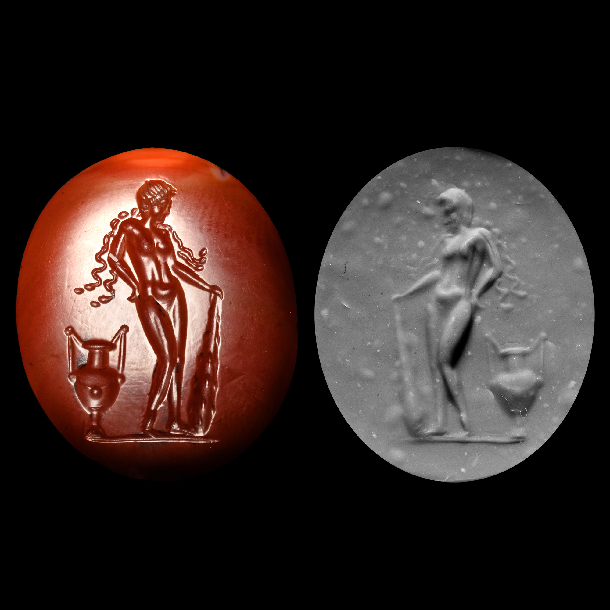 Post-Classical Red Agate Gemstone with Omphale