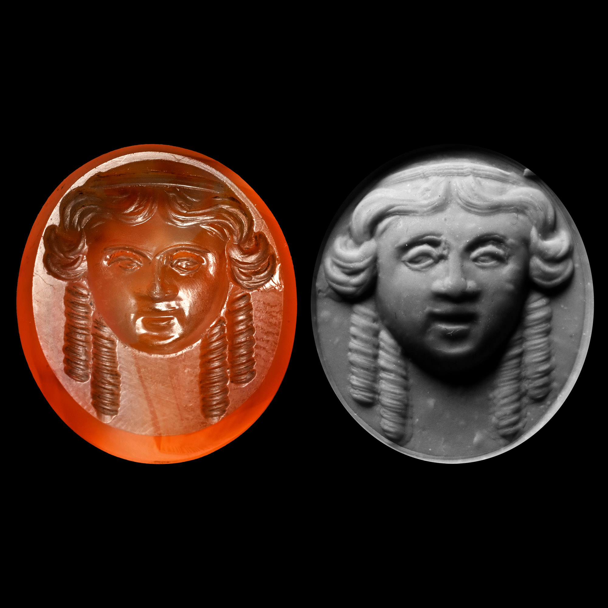 Neoclassical Agate Gemstone with Theatrical Mask