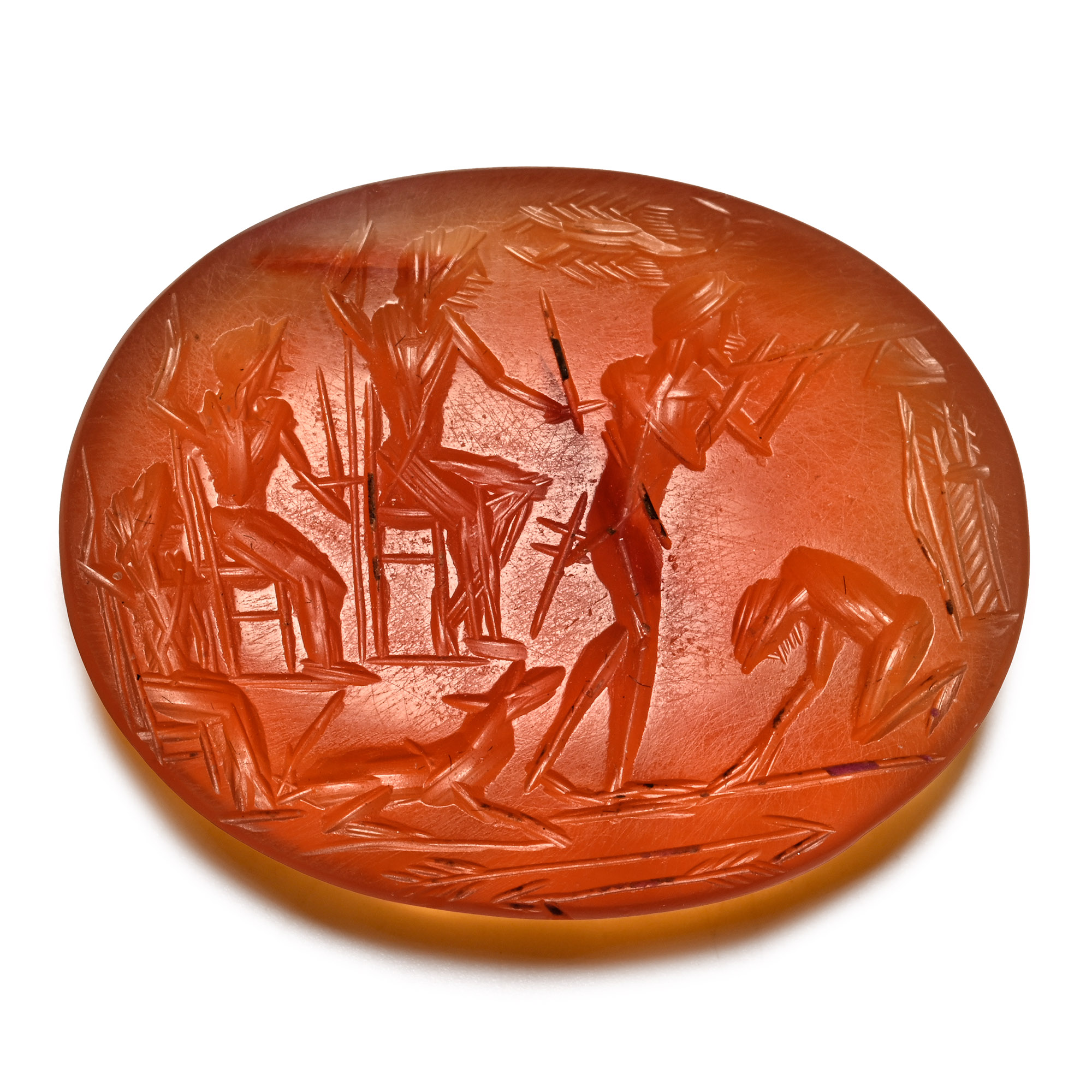 Large Roman Carnelian Gemstone with Ritual Scene