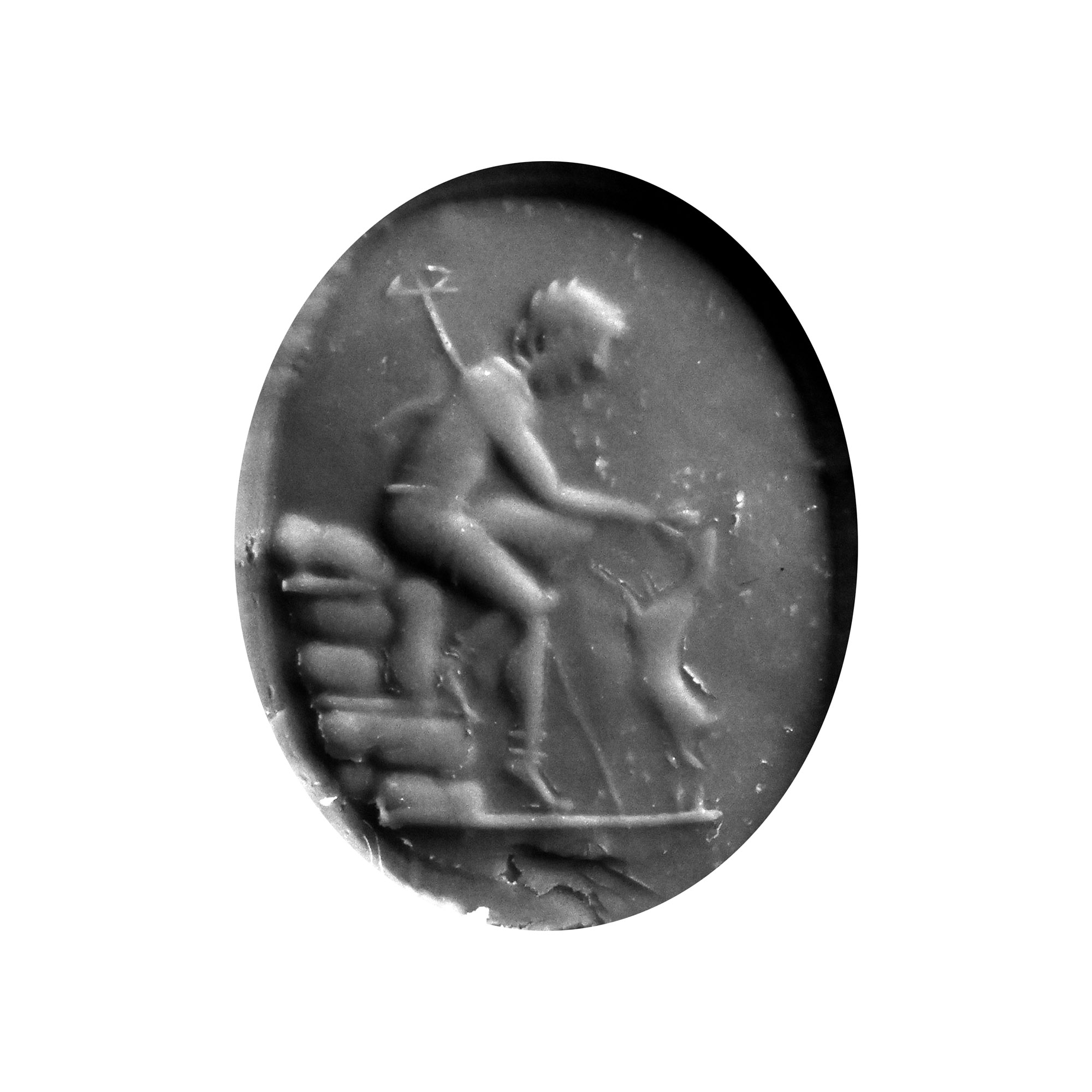 Roman Carnelian Gemstone with Seated Mercury and Goat