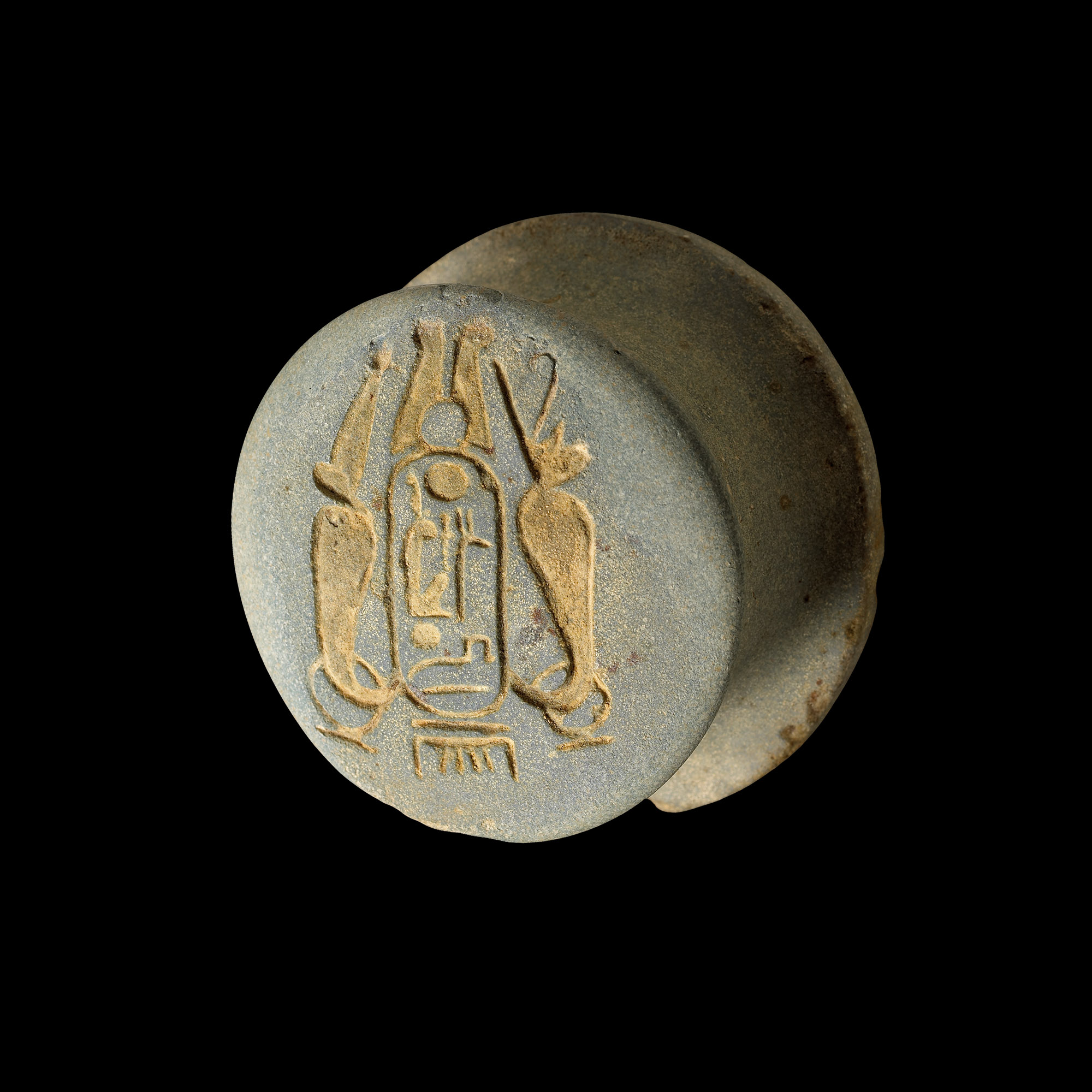 Large Egyptian Blue Faience Roundel for Ramesses II