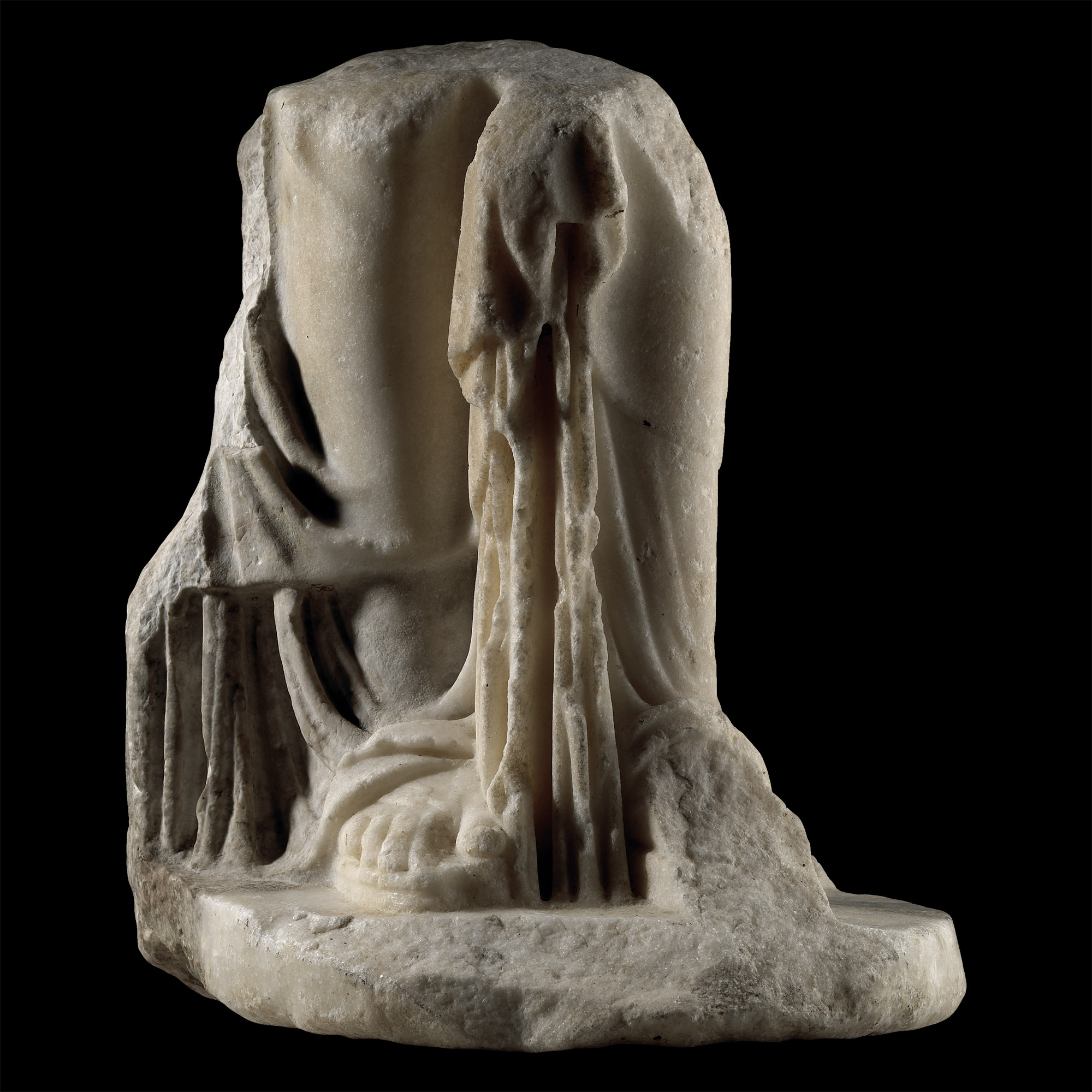 Large Lower Section of a Roman Marble Figure of the Goddess Isis