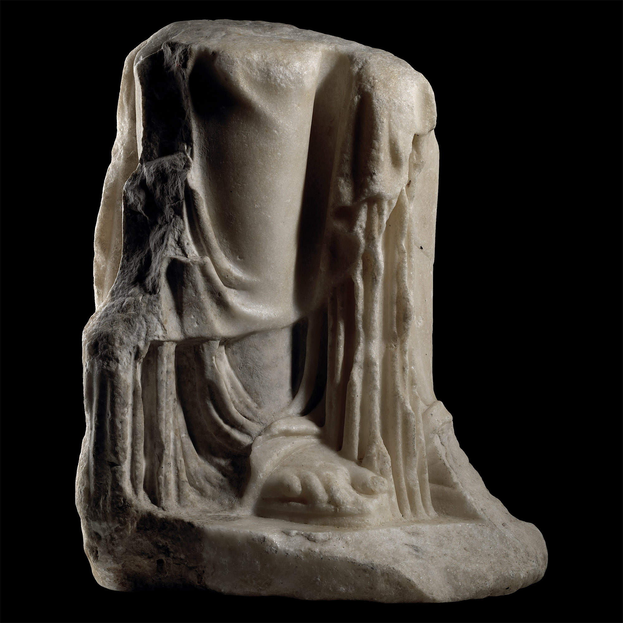 Large Lower Section of a Roman Marble Figure of the Goddess Isis