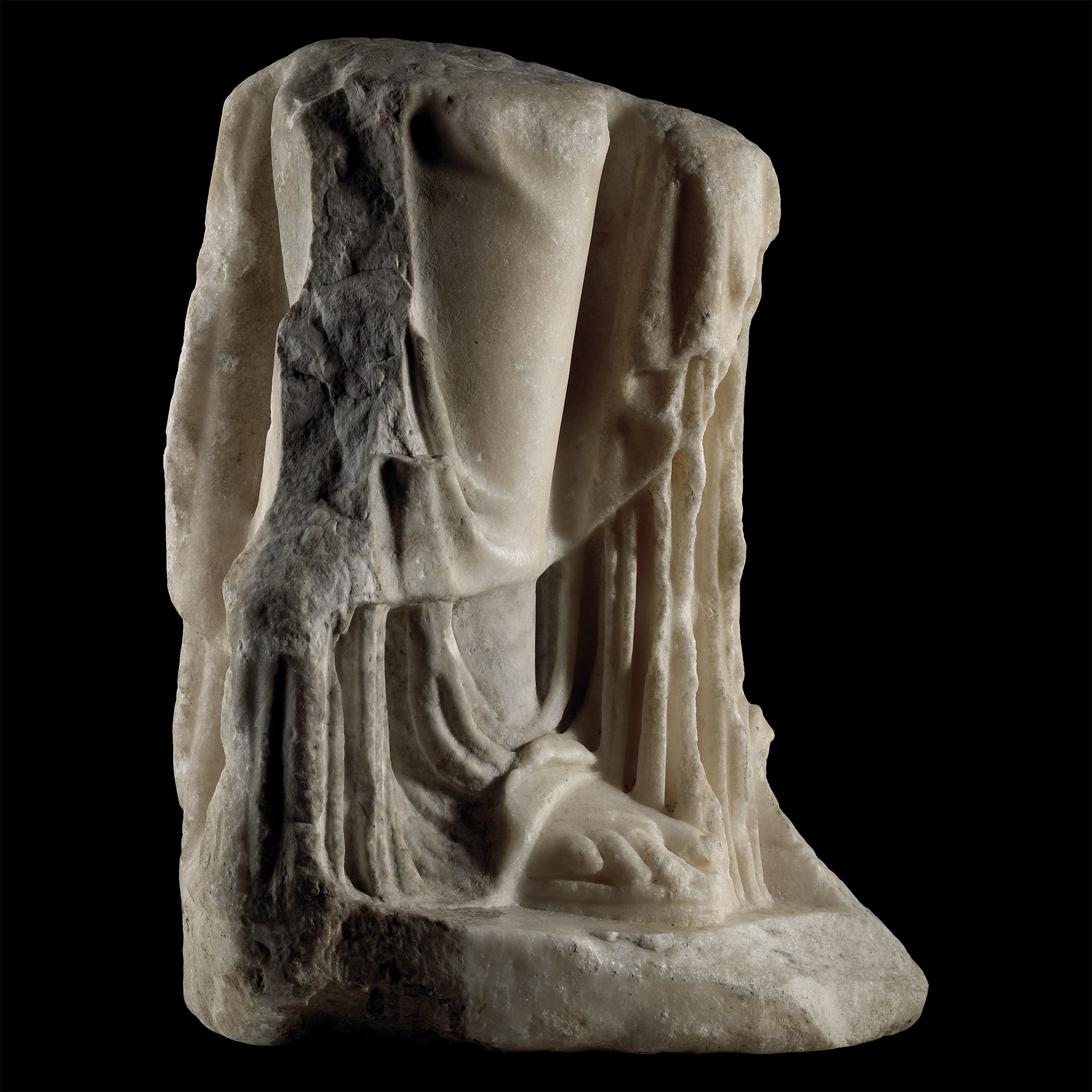 Large Lower Section of a Roman Marble Figure of the Goddess Isis