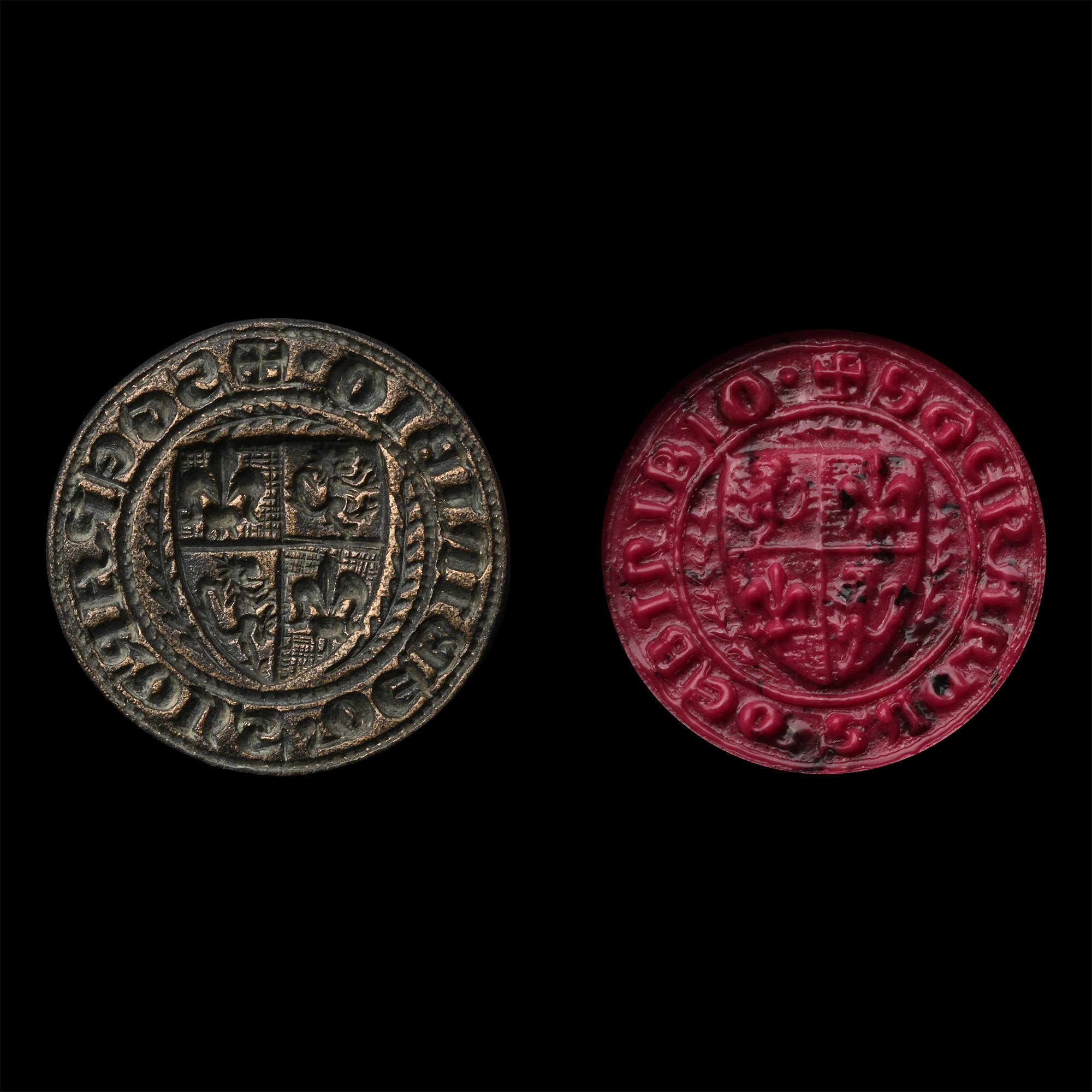 Medieval Bronze Heraldic Personal Seal Matrix