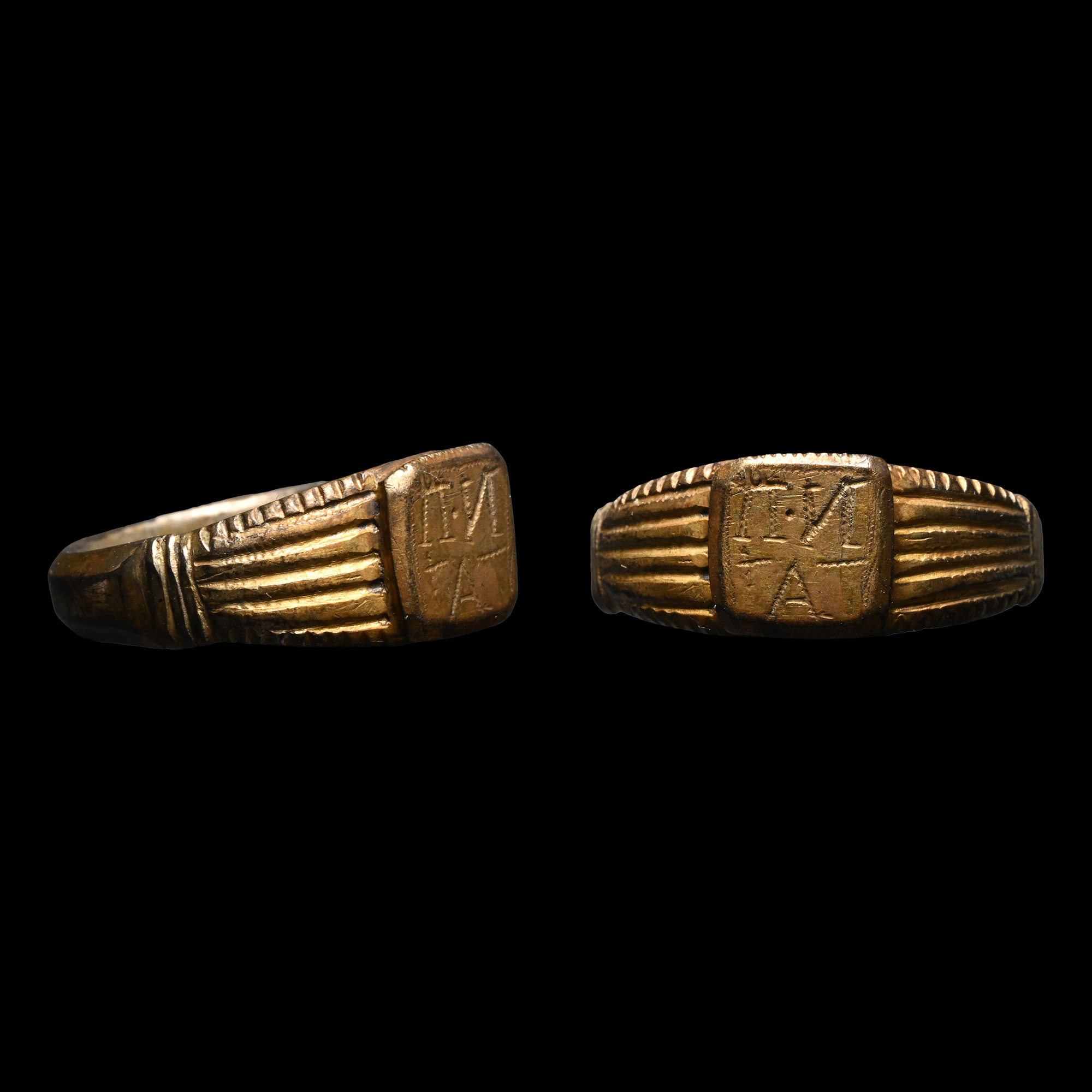 Tudor Period Gilt Bronze Merchant's Signet Ring