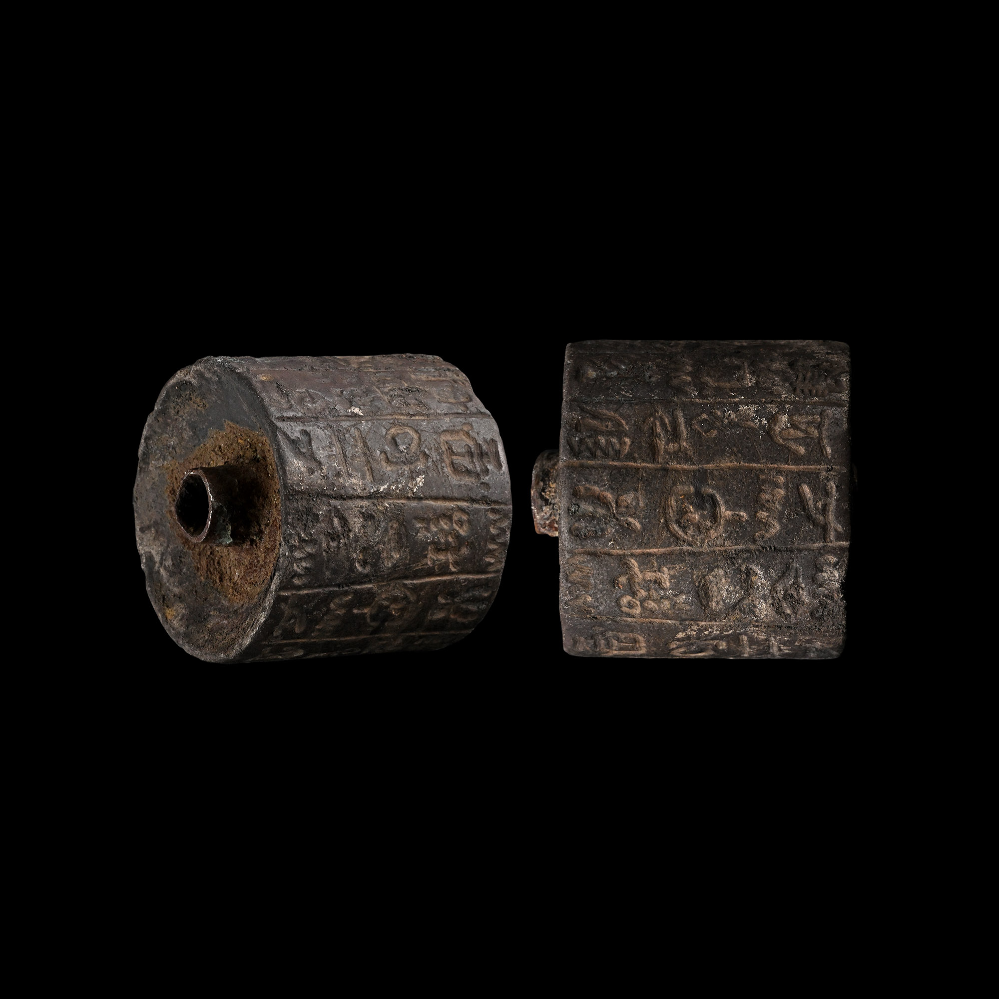Phoenician Silver Cylinder Seal with Pseudo-Egyptian Hieroglyphs