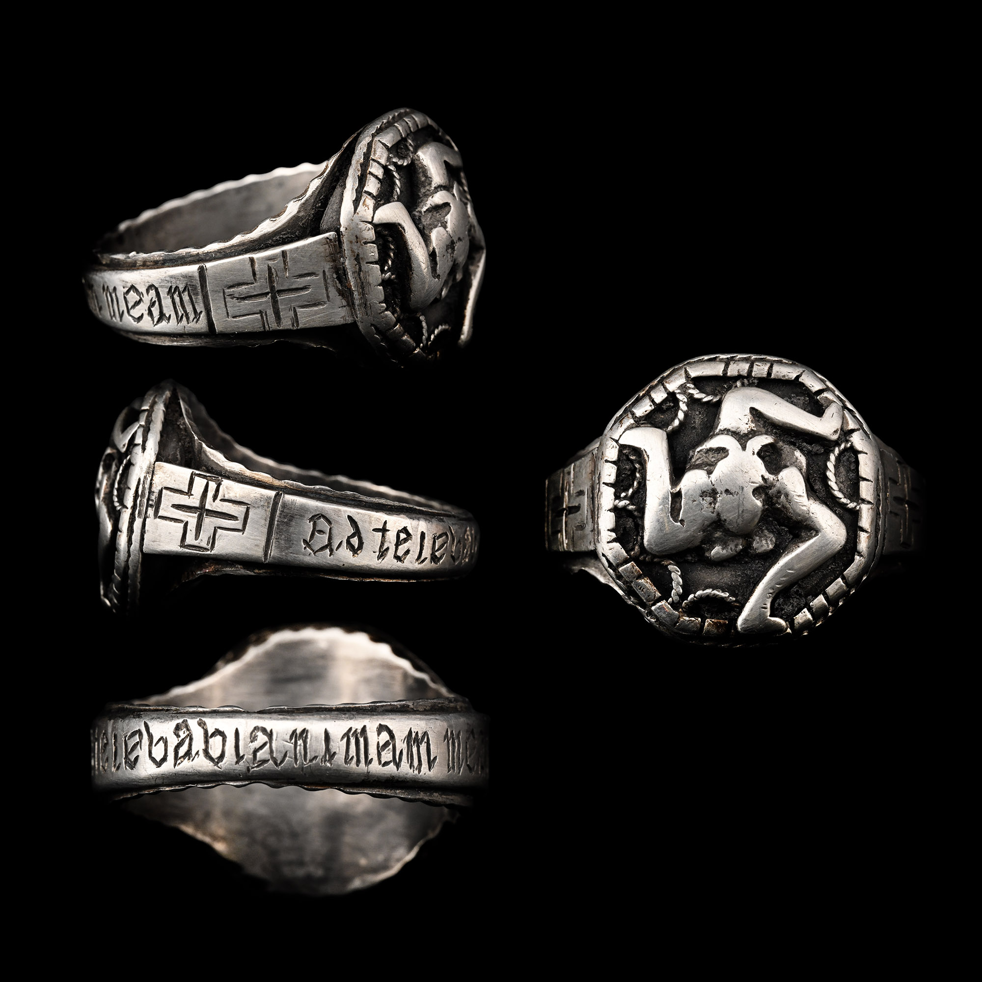 Georgian Silver Christian 'To You Lord I Lift Up My Soul' Triskele Ring