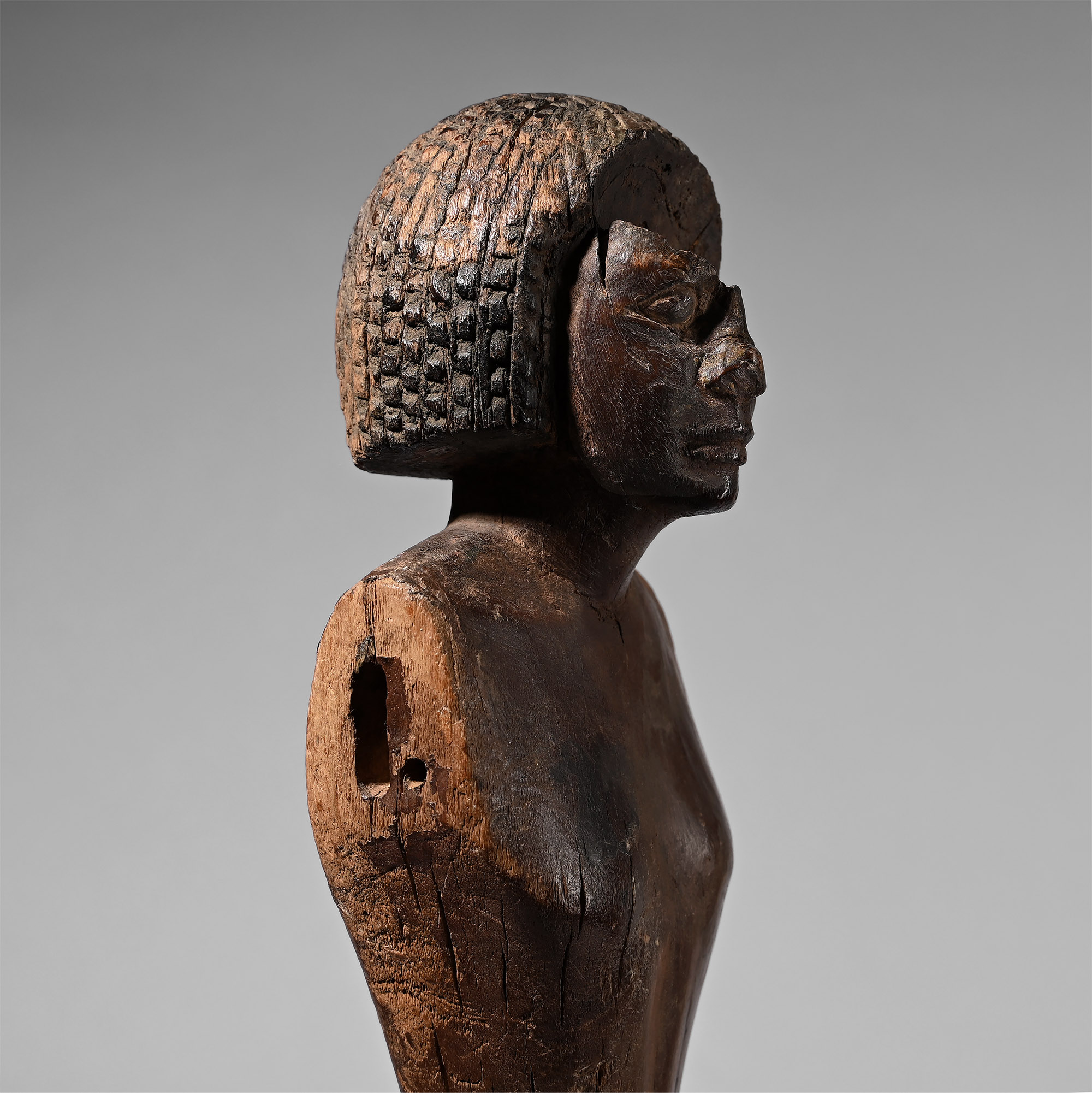 Large Egyptian Wooden Figure of a Man