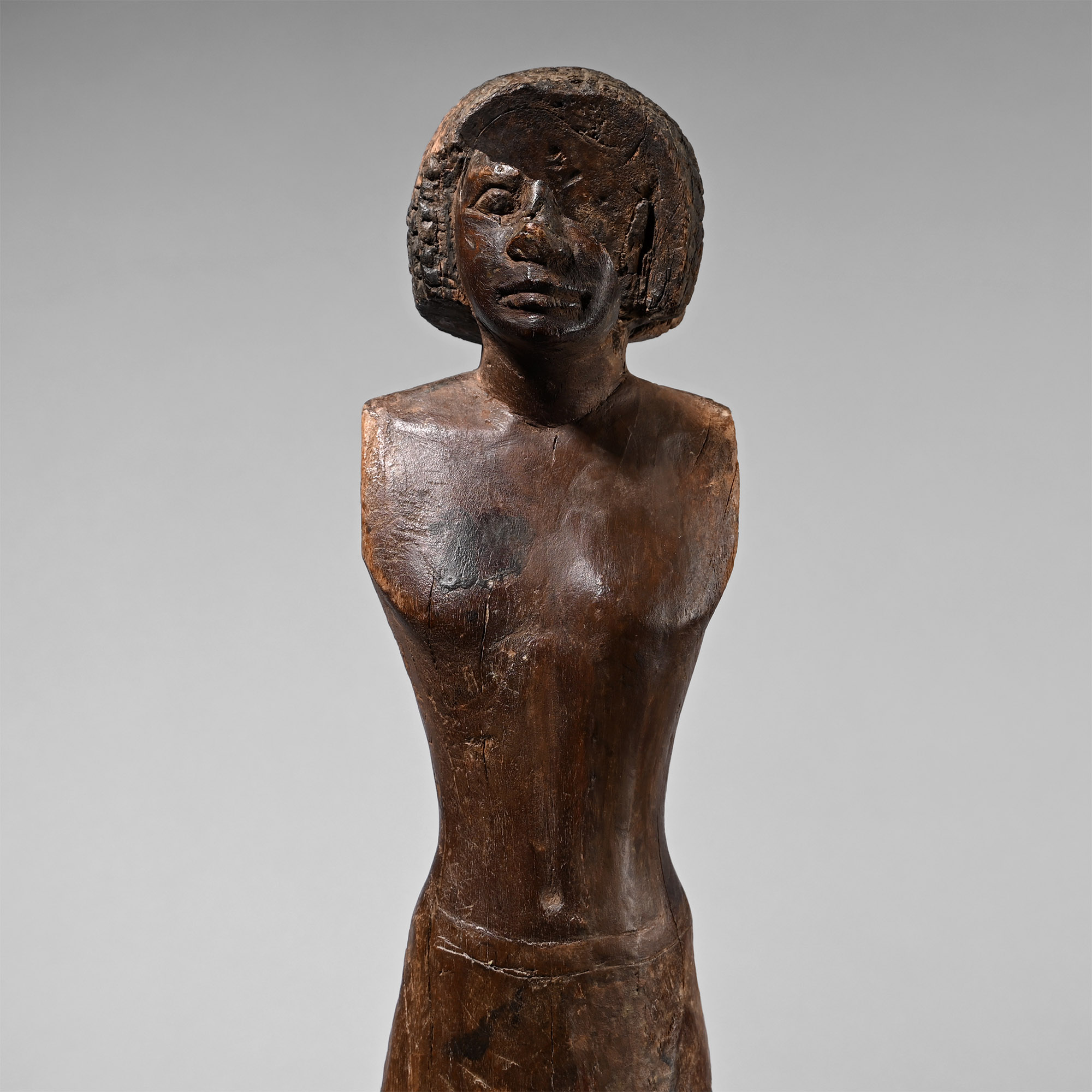 Large Egyptian Wooden Figure of a Man