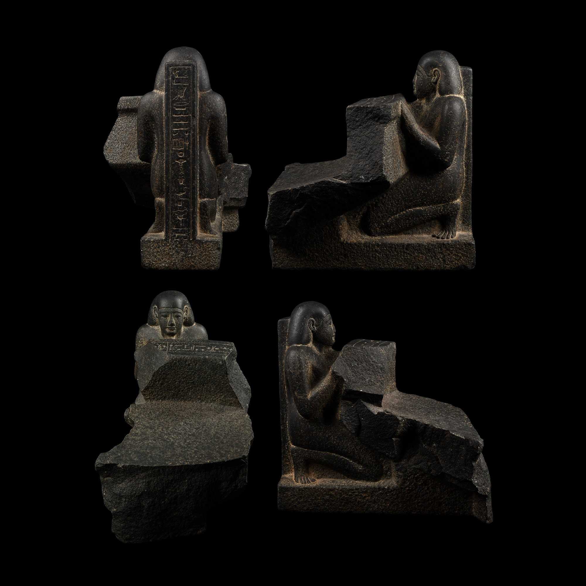 Egyptian Basalt Bassinophore Fragments for the Customs Official Wahibre, son of Paeftchawy