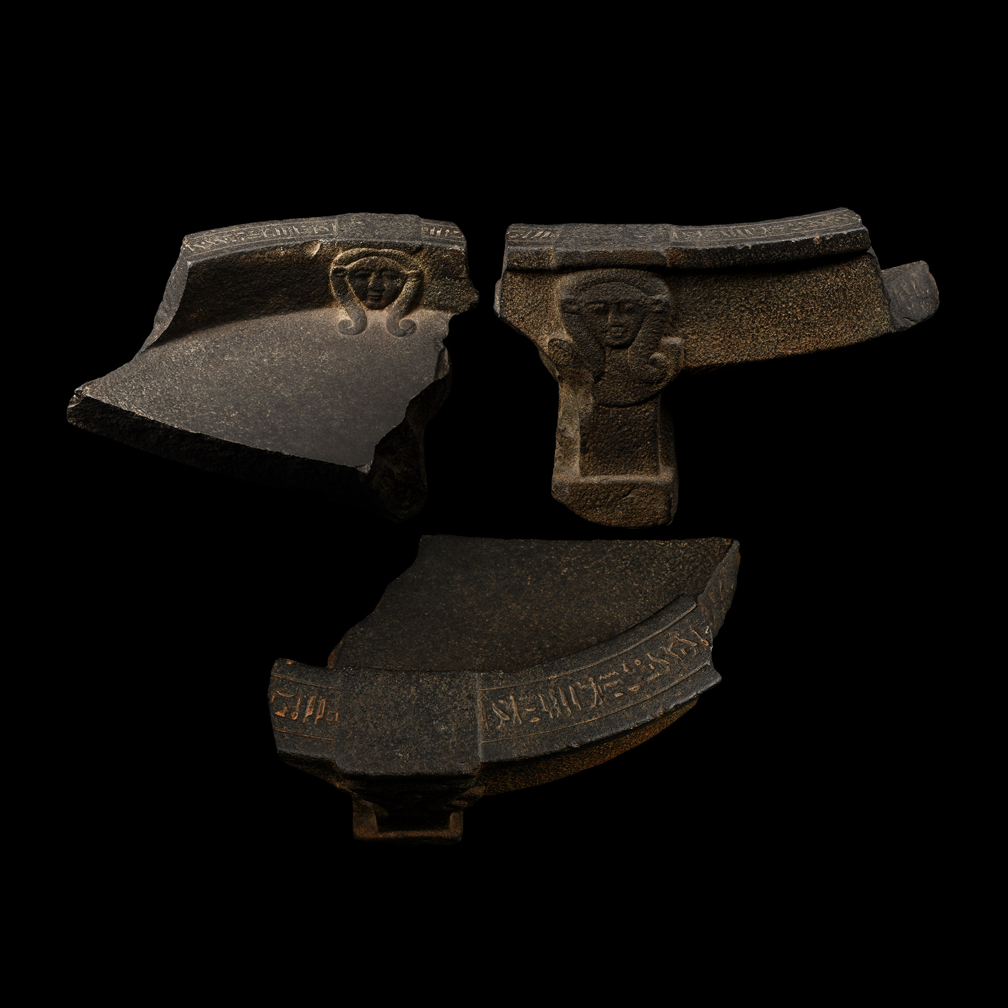 Egyptian Basalt Bassinophore Fragments for the Customs Official Wahibre, son of Paeftchawy
