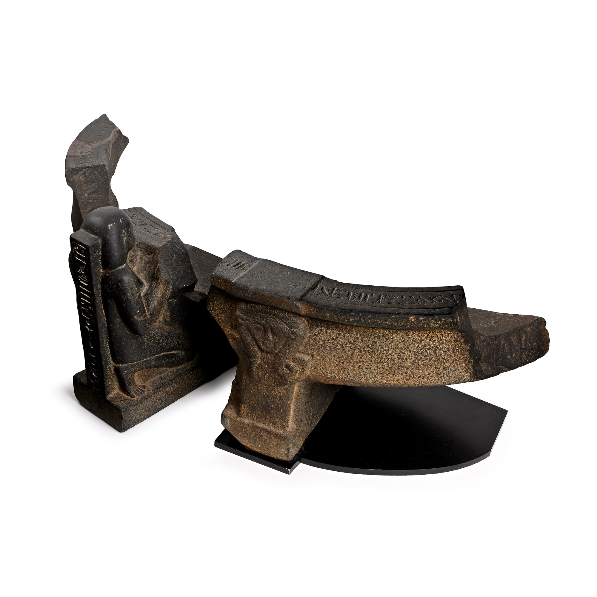 Egyptian Basalt Bassinophore Fragments for the Customs Official Wahibre, son of Paeftchawy