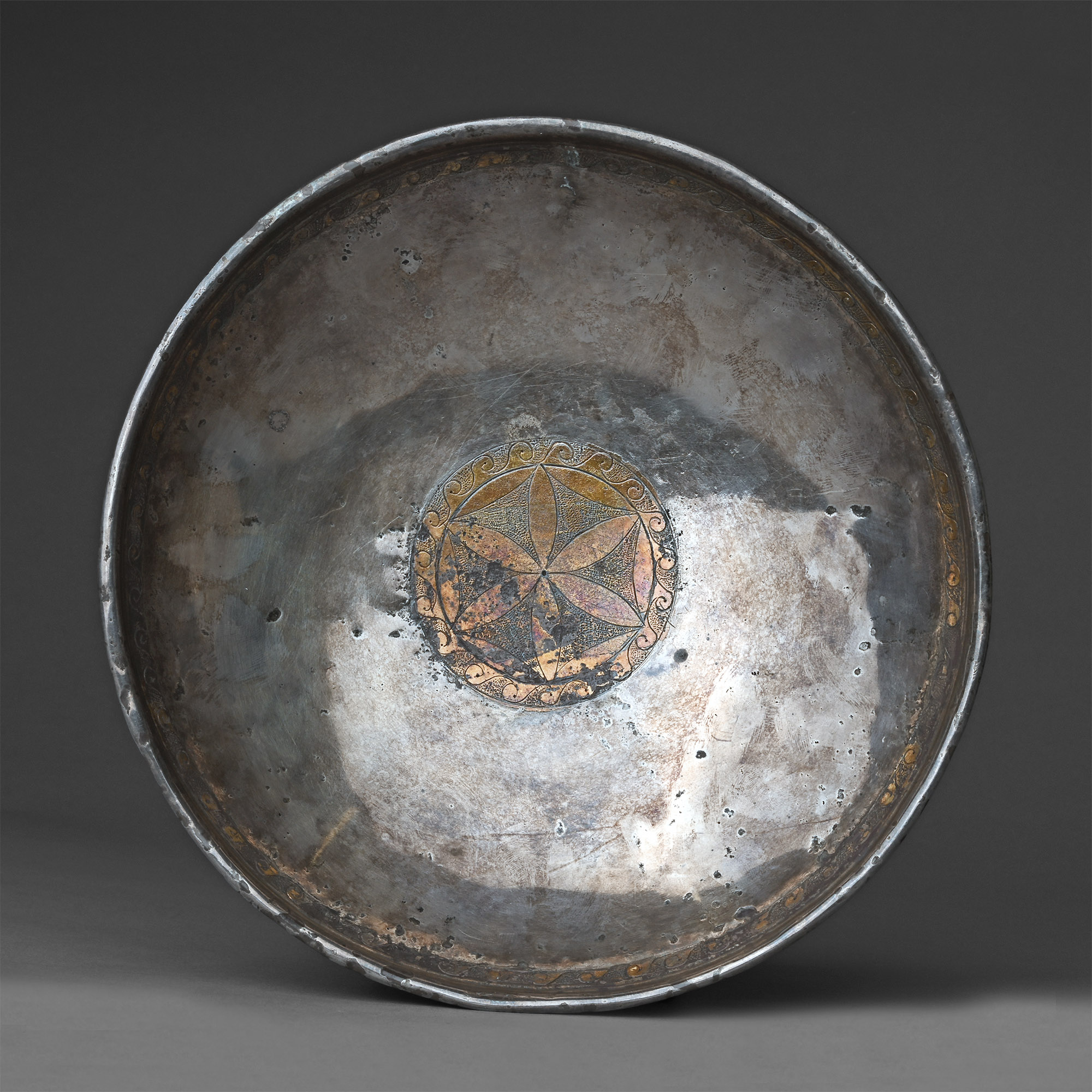 Eastern Greek Parcel-Gilt Bowl with Inscription