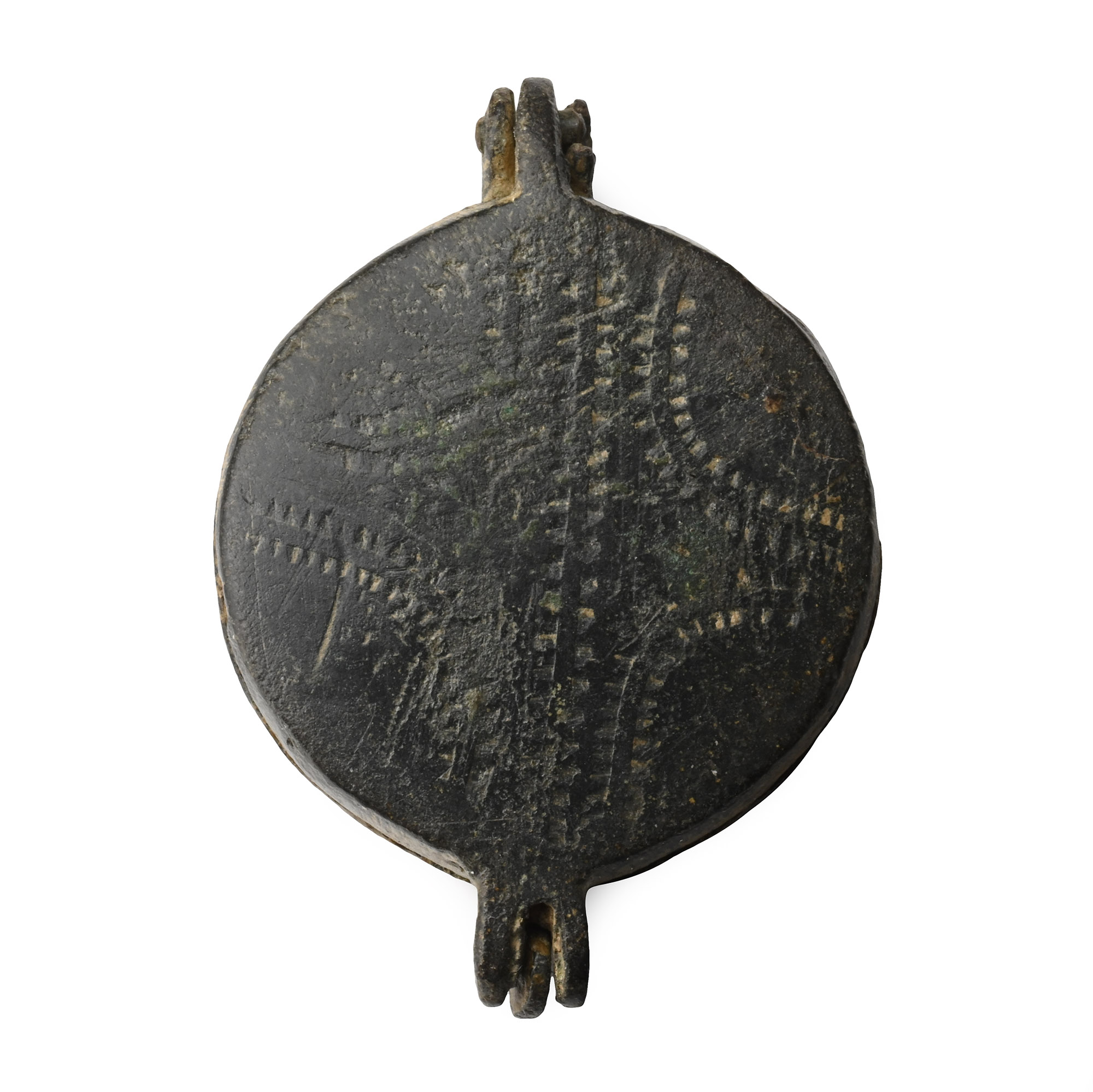 Medieval Decorated Portable Bronze Mirror Case