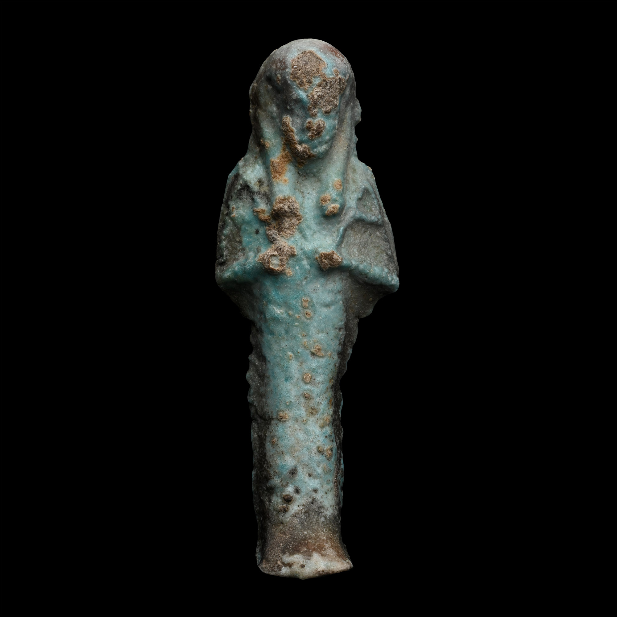 An Egyptian blue-glazed faience shabti, Ptolemaic Period
