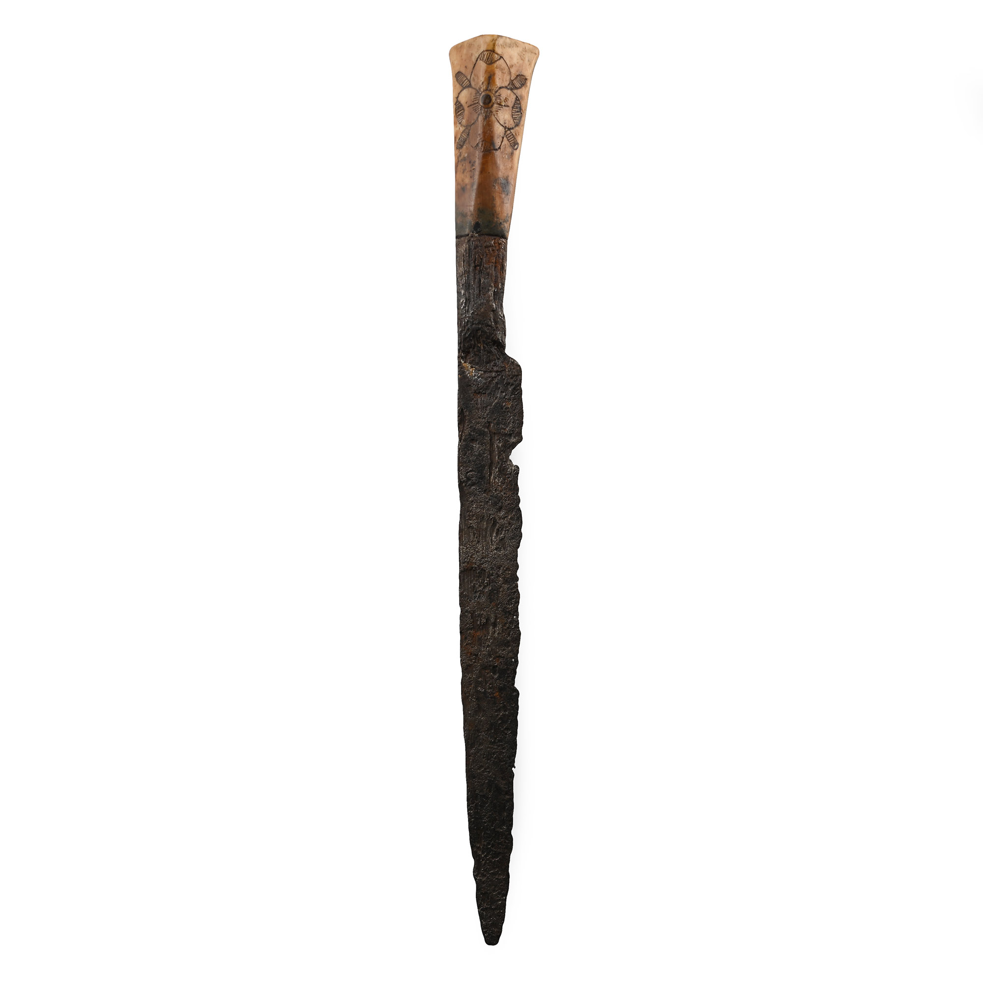 Stuart Period Iron Knife with Decorated Bone Handle