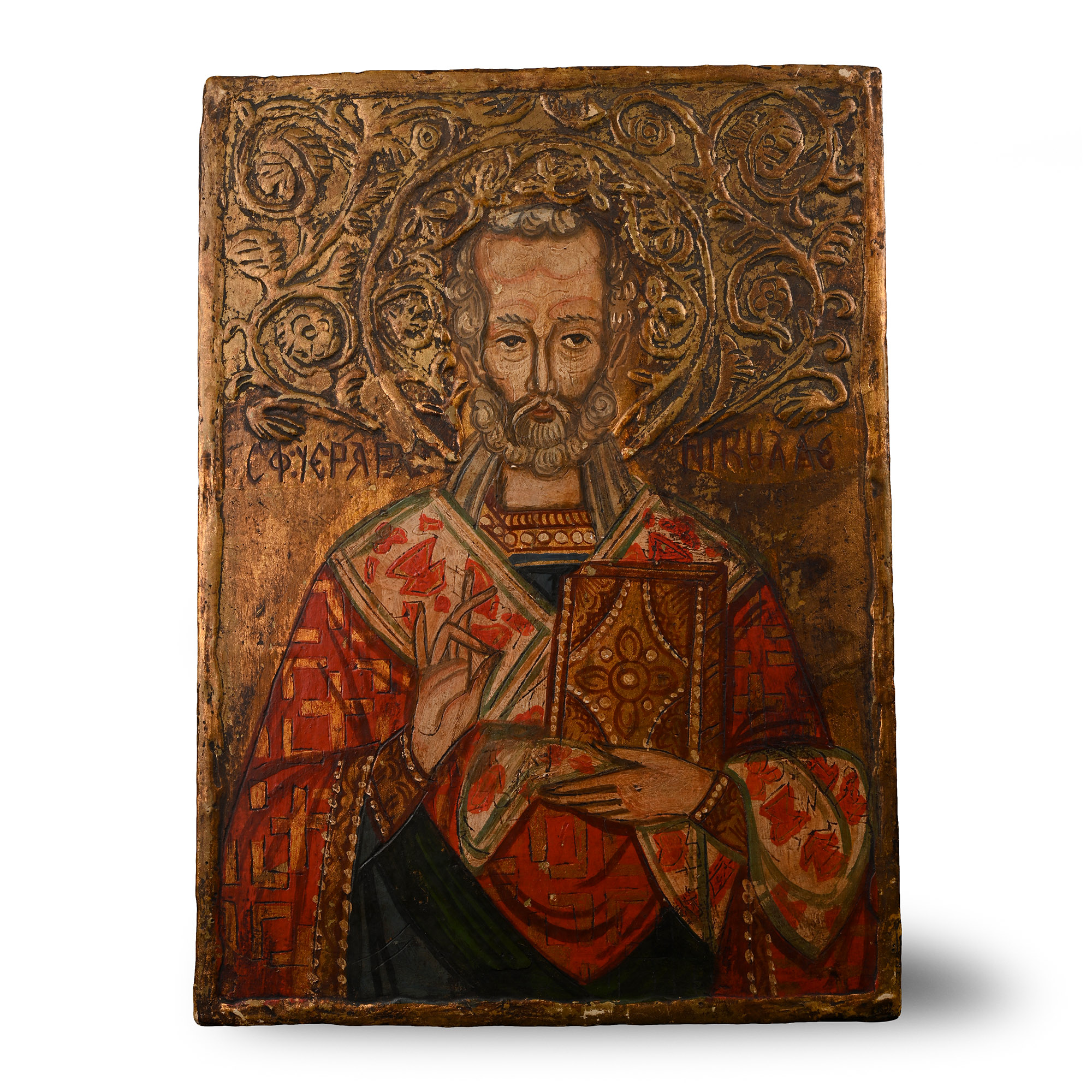 Painted Wooden Icon of Saint Nicholas